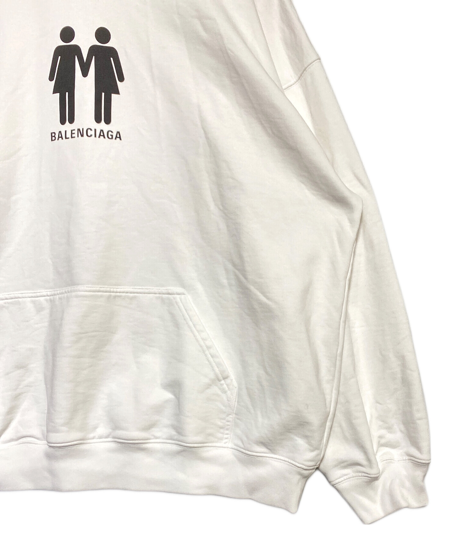 BALENCIAGA ホワイト パーカー グラフィックプリント 中古・古着通販】BALENCIAGA (バレンシアガ) バックプリントパーカー