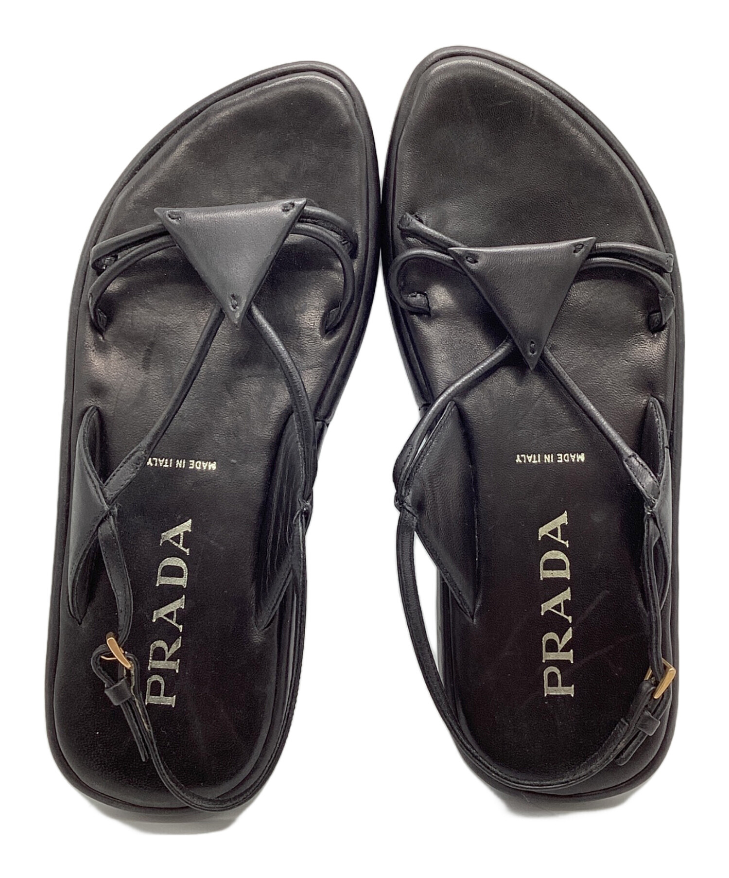 中古・古着通販】PRADA (プラダ) レザーサンダル ブラック サイズ:36
