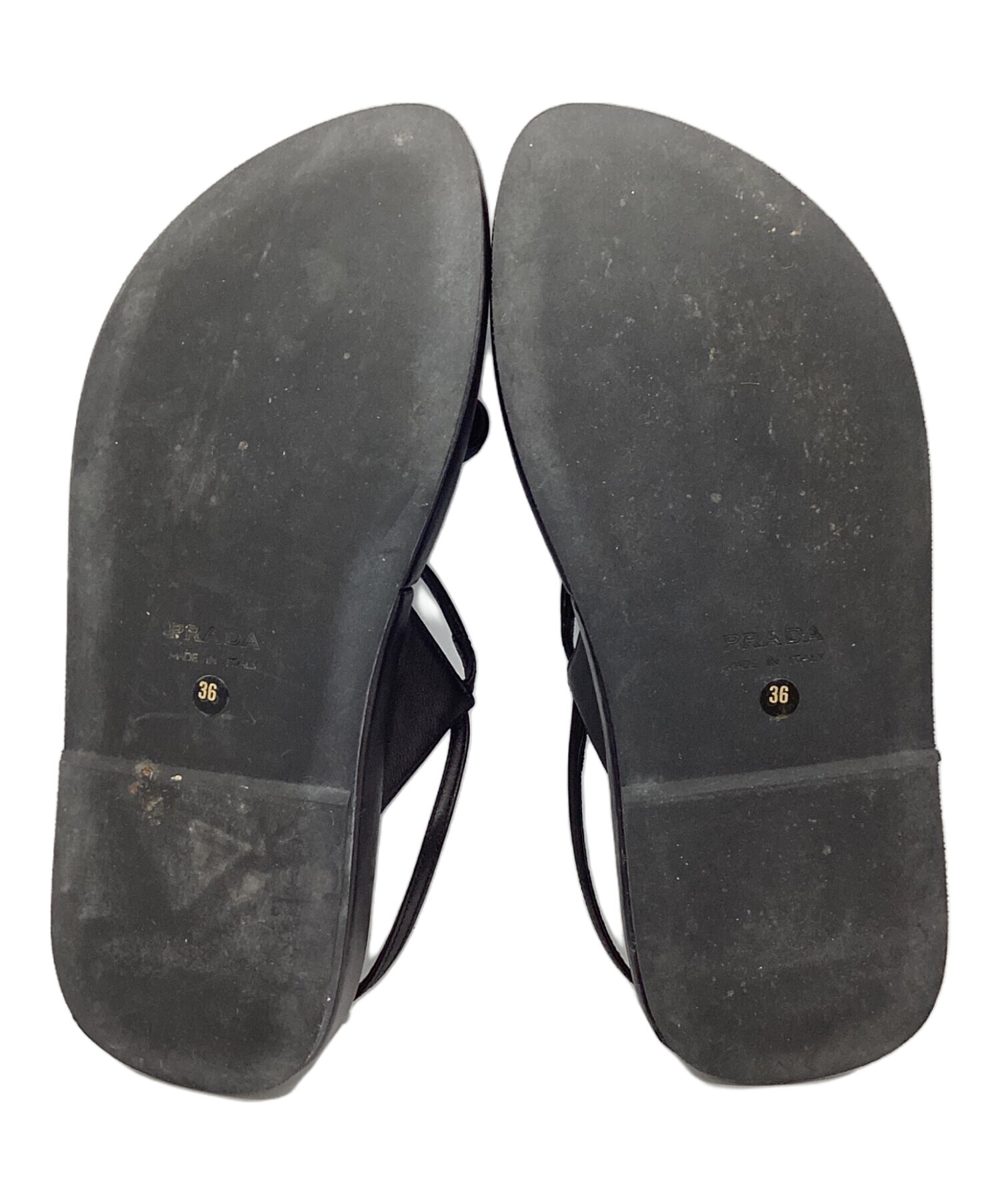 中古・古着通販】PRADA (プラダ) レザーサンダル ブラック サイズ:36