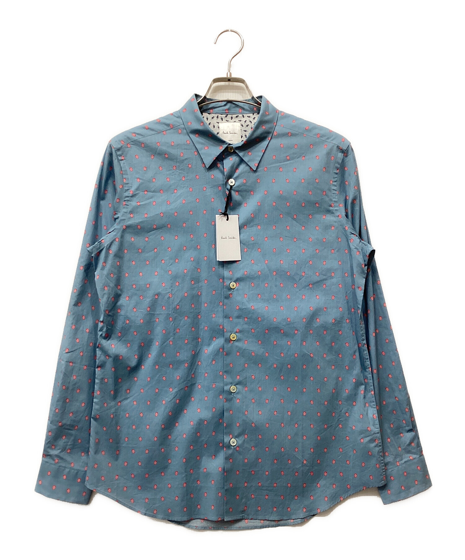 Paul Smith 総柄 総 キッチン総柄 ブルー Paul Smith、総柄長袖シャツ