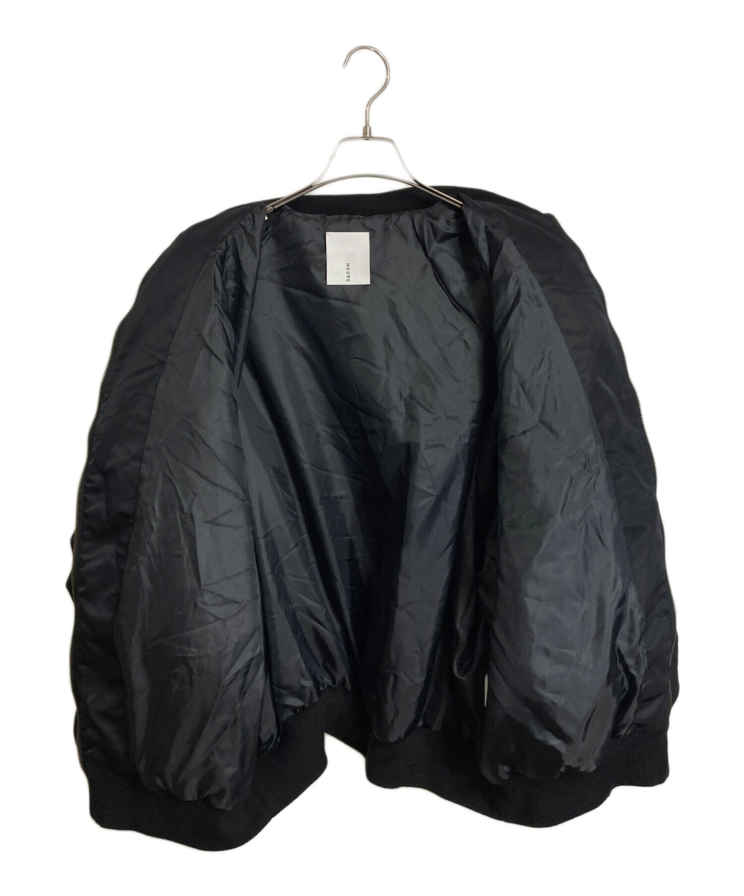 MECRE ギャザーボリュームスリーブナイロンブルゾン S ブラック MECRE - ギャザー ボリューム スリーブ ナイロン ブルゾン ブラック