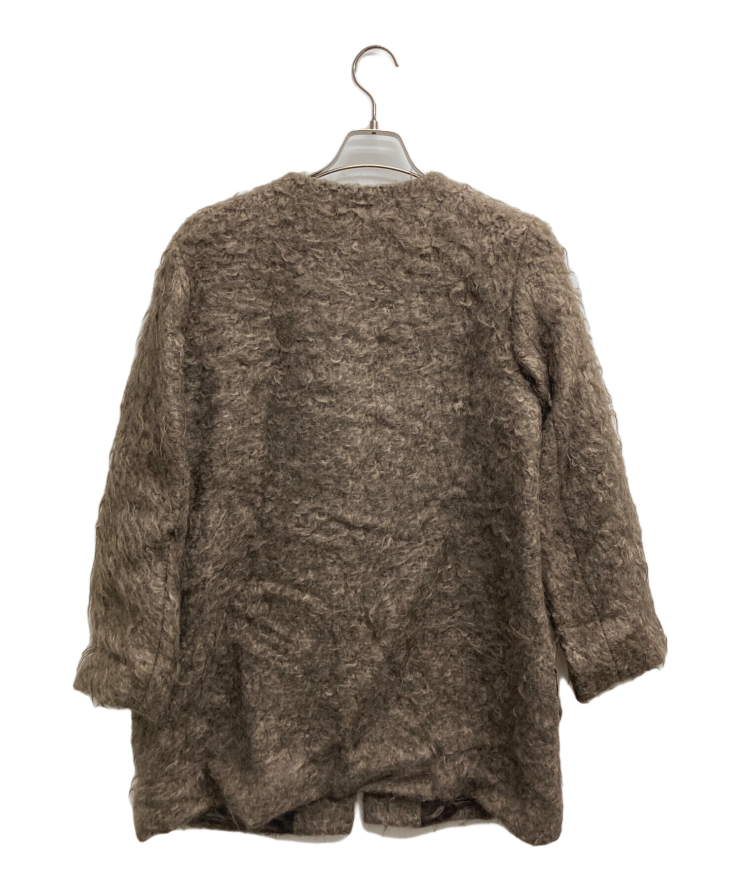 saqui サキ モヘアノーカラーコート 38 モヘア生地を贅沢に使用した