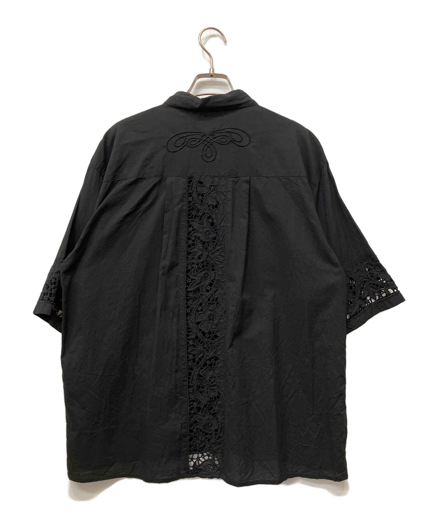 中古・古着通販】anuke (アンヌーク) Cutwork Lace Shirts ブラック 