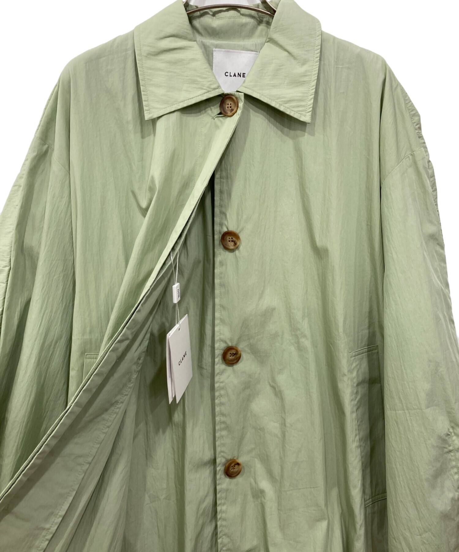 中古・古着通販】CLANE (クラネ) バックフリルシングルコート グリーン 