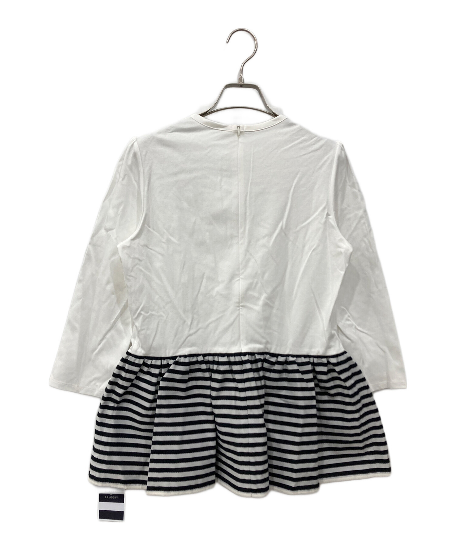 美品✨ボーダーズアットバルコニー ペプラムロングスリーブTEE ボーダー切替 美品✨ボーダーズアットバルコニー ペプラムロングスリーブTEE