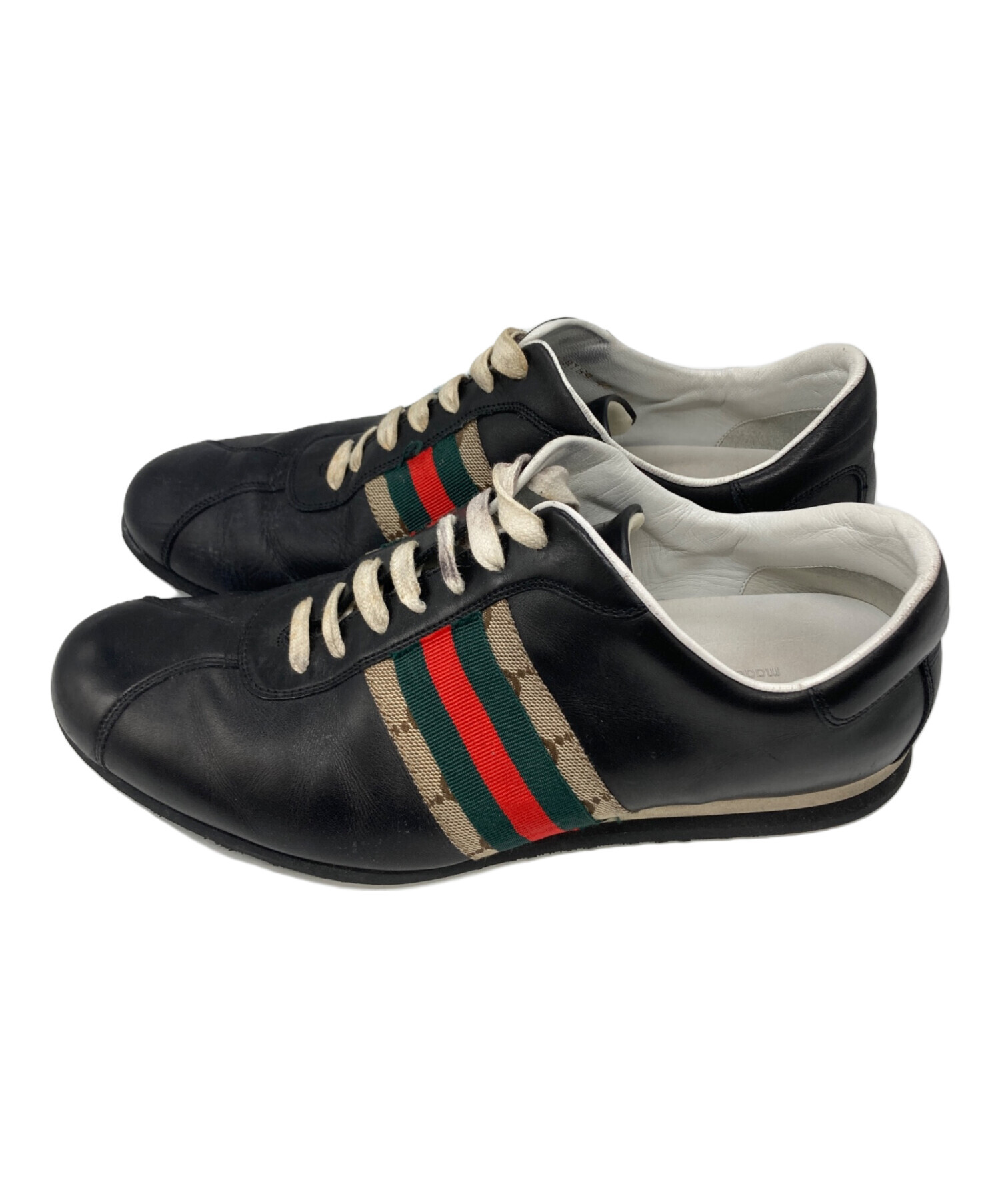 GUCCIグッチGGシマシェリーラインレザー スニーカー(レッド系)27.5cm