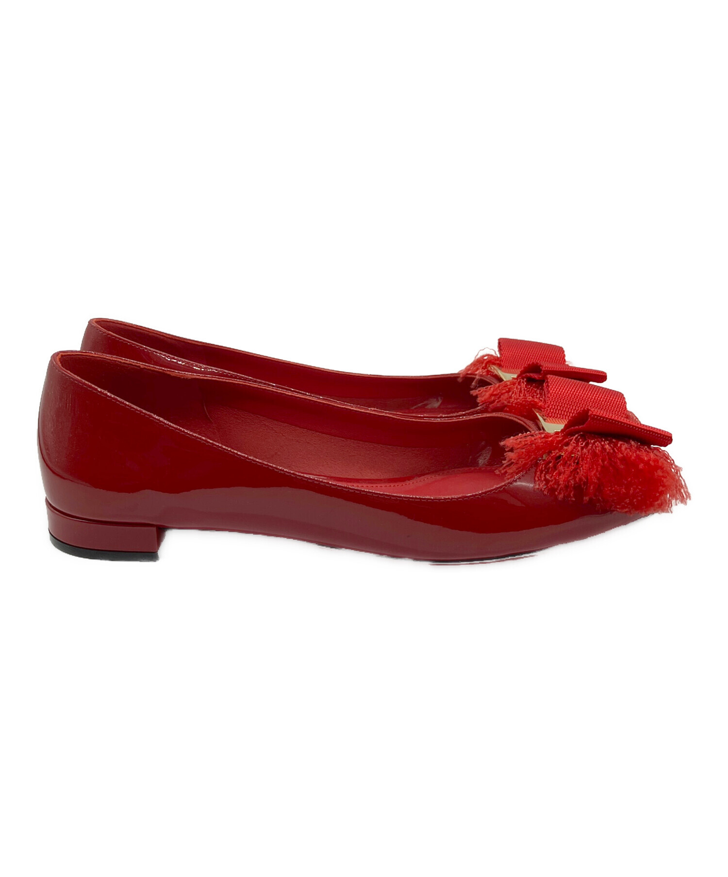美品】Salvatore Ferragamo ヴァラ フリンジ 赤 中古・古着通販