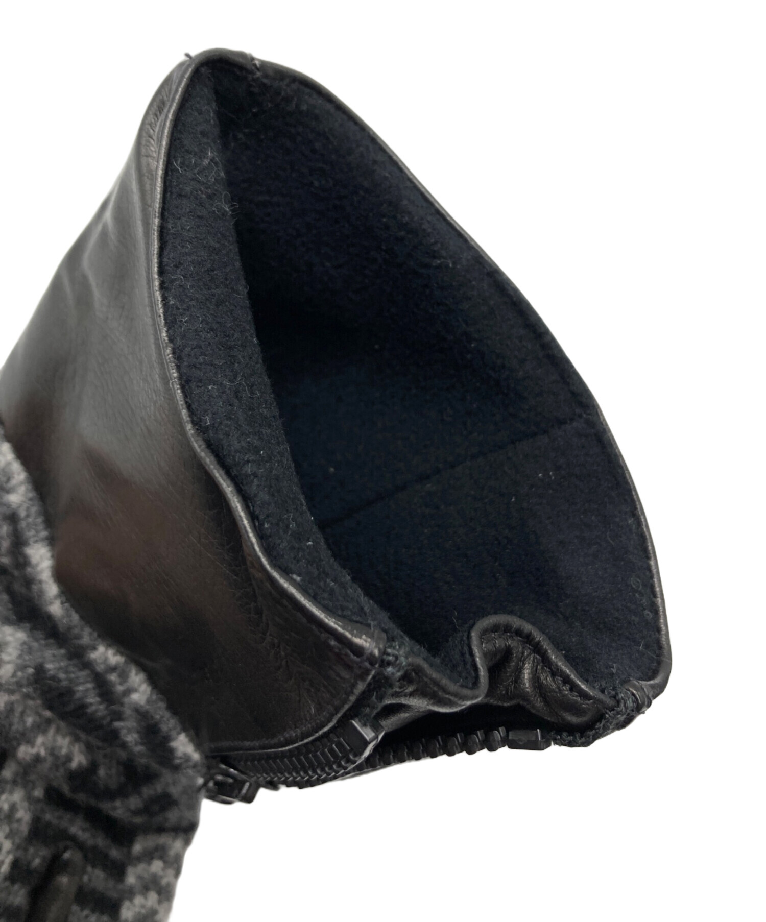 中古・古着通販】MONCLER (モンクレール) レザー×ニット切替グローブ