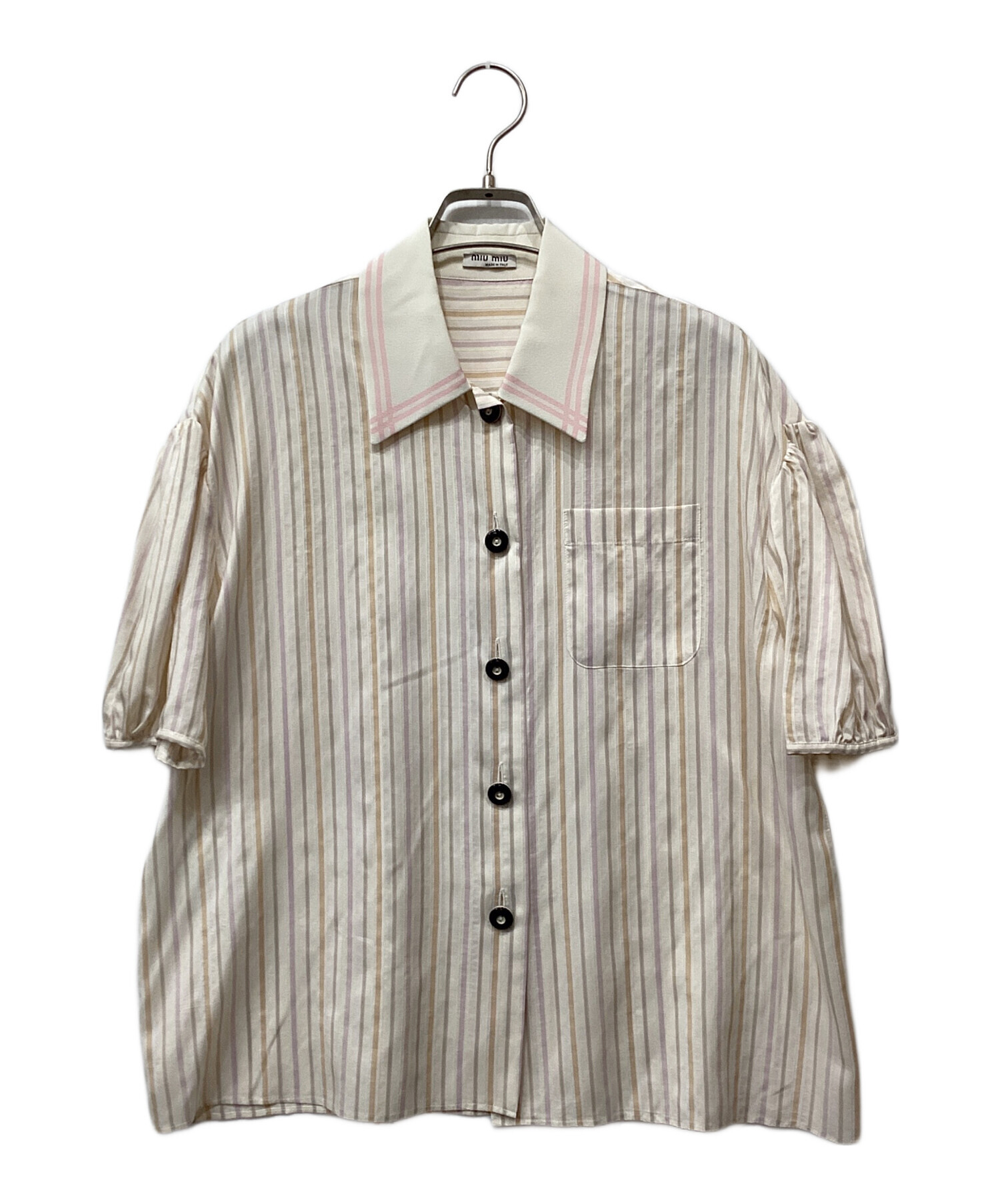 中古・古着通販】MIU MIU (ミュウミュウ) ストライプ半袖シャツ