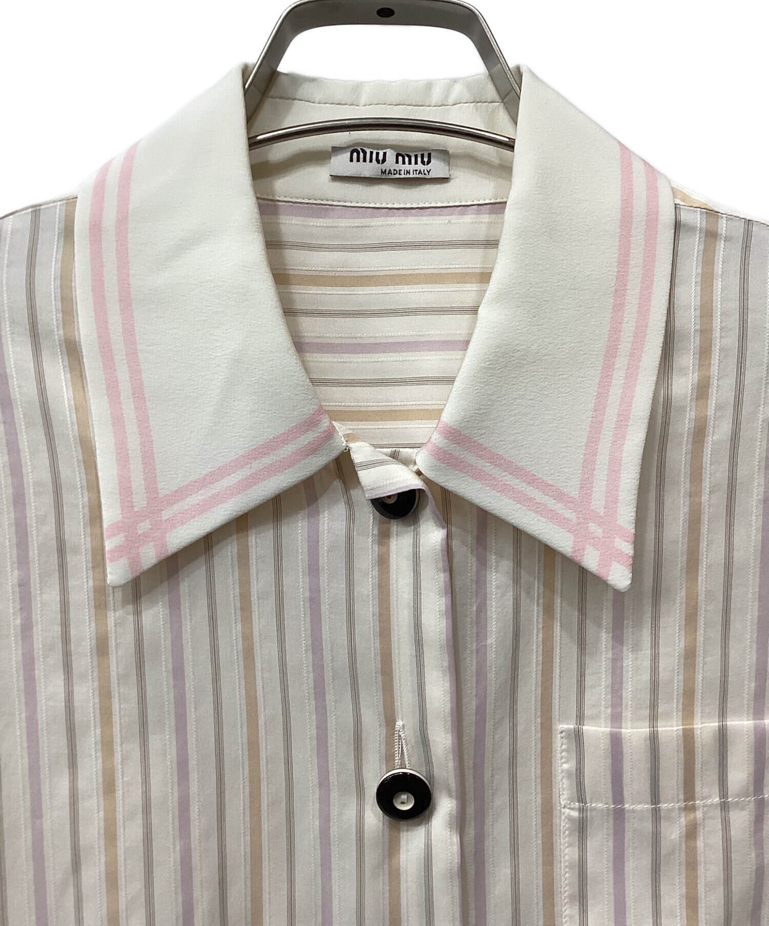 中古・古着通販】MIU MIU (ミュウミュウ) ストライプ半袖シャツ 