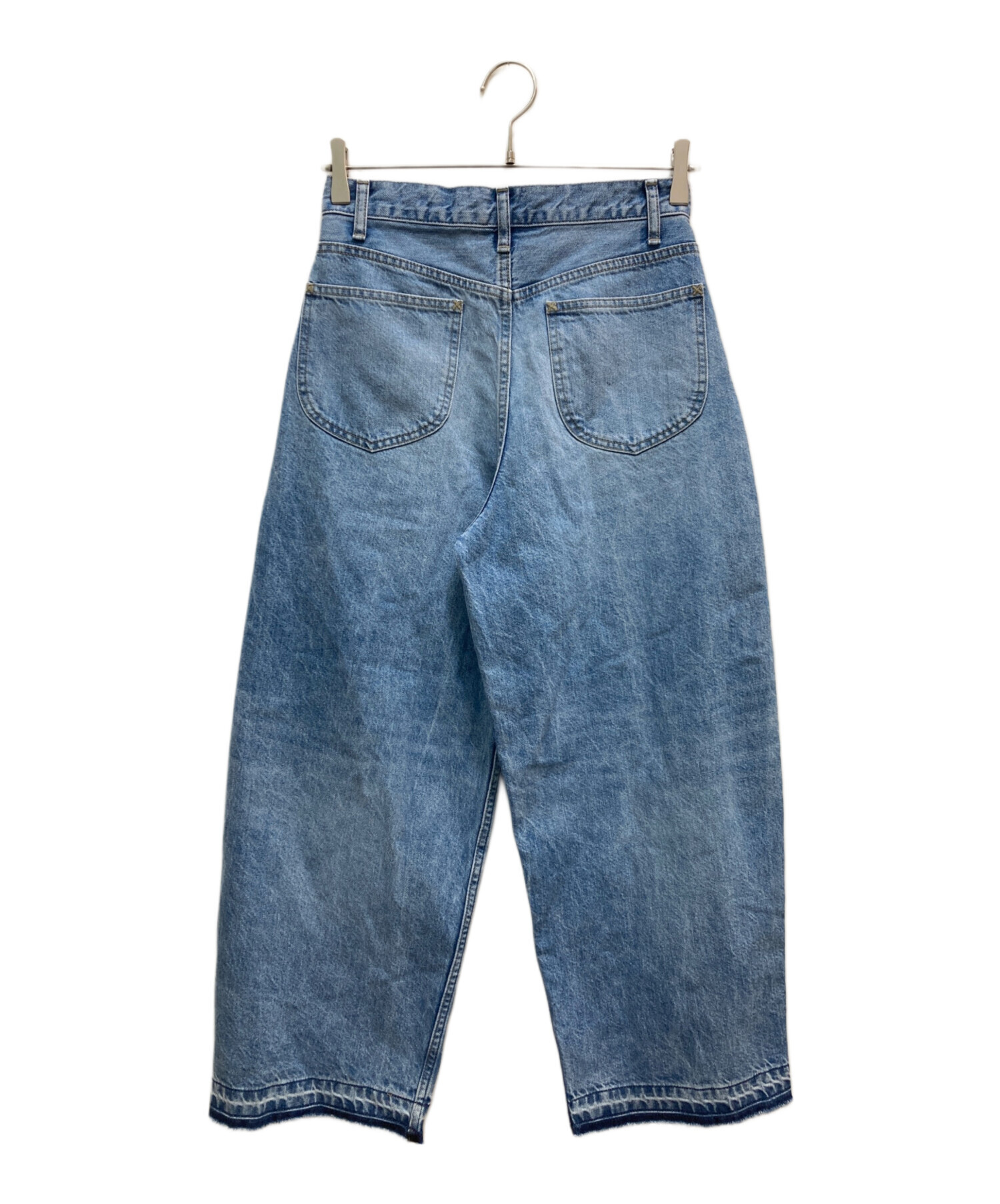 【ハグオーワー　CLOTH&CROSS】裾フリンジカーブデニム　バルーンデニム ハグオーワー CLOTH&CROSS】裾フリンジカーブデニム バルーンデニム