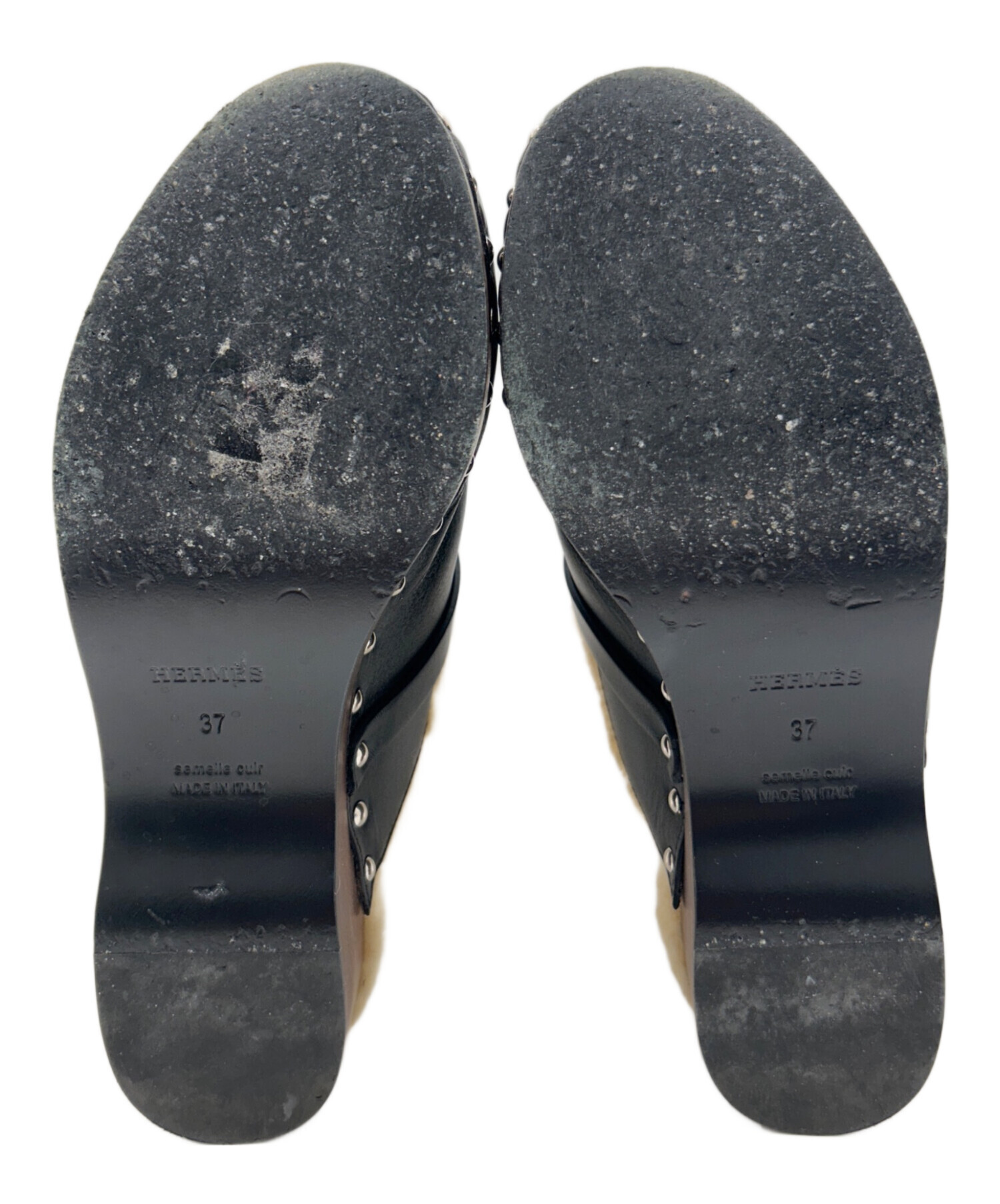 中古・古着通販】HERMES (エルメス) サボサンダル ブラック サイズ:37