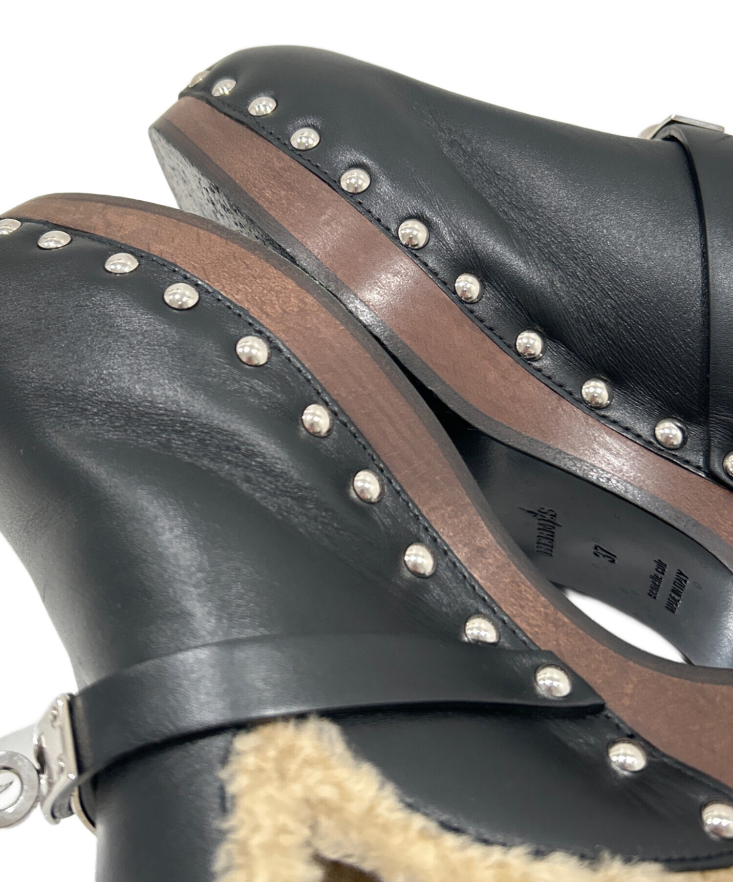 中古・古着通販】HERMES (エルメス) サボサンダル ブラック サイズ:37