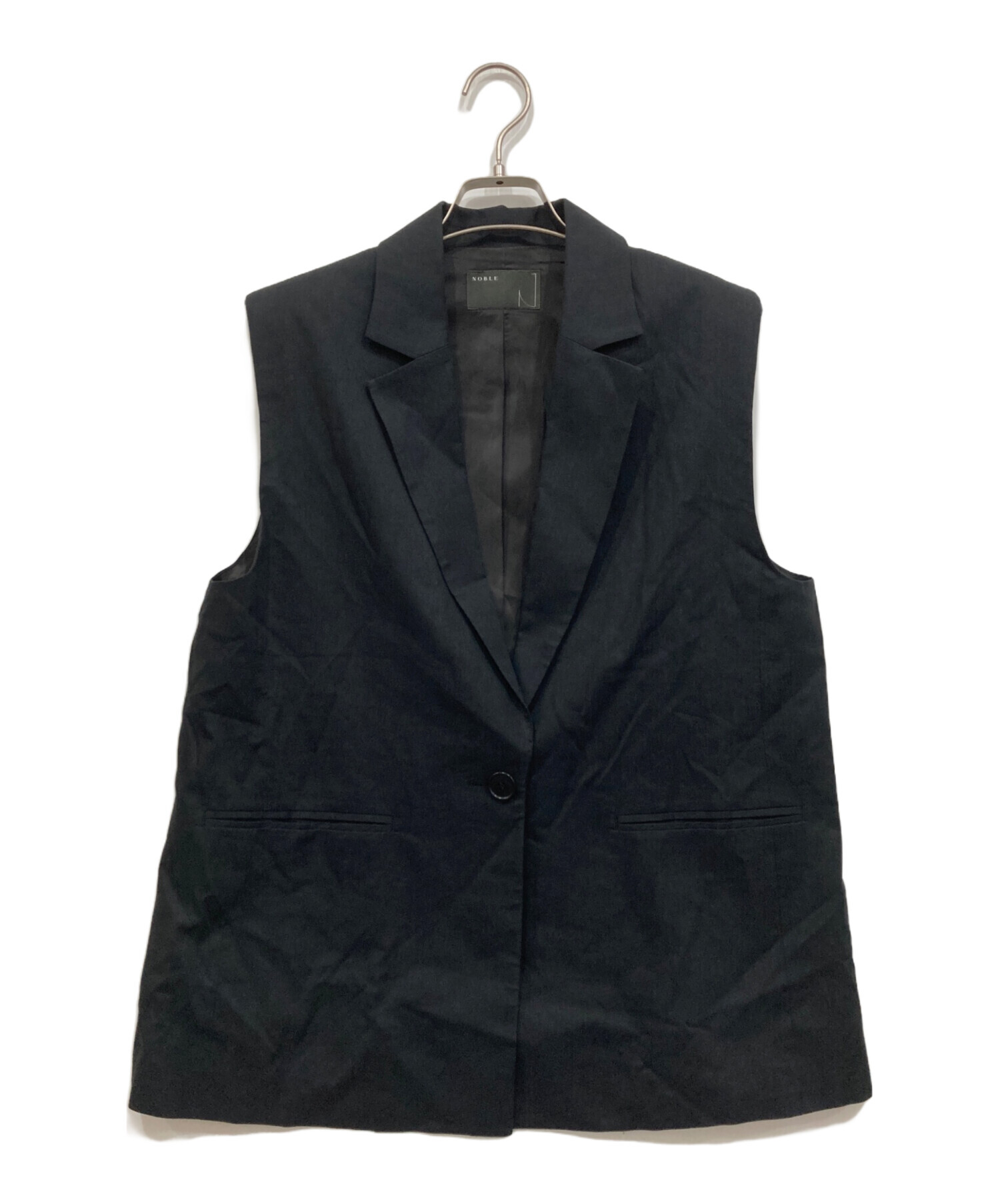 【未使用品】NOBLE/コットンリネンパワーショルダージレ/size36/黒 中古・古着通販】Noble (ノーブル) コットンリネンパワーショルダー