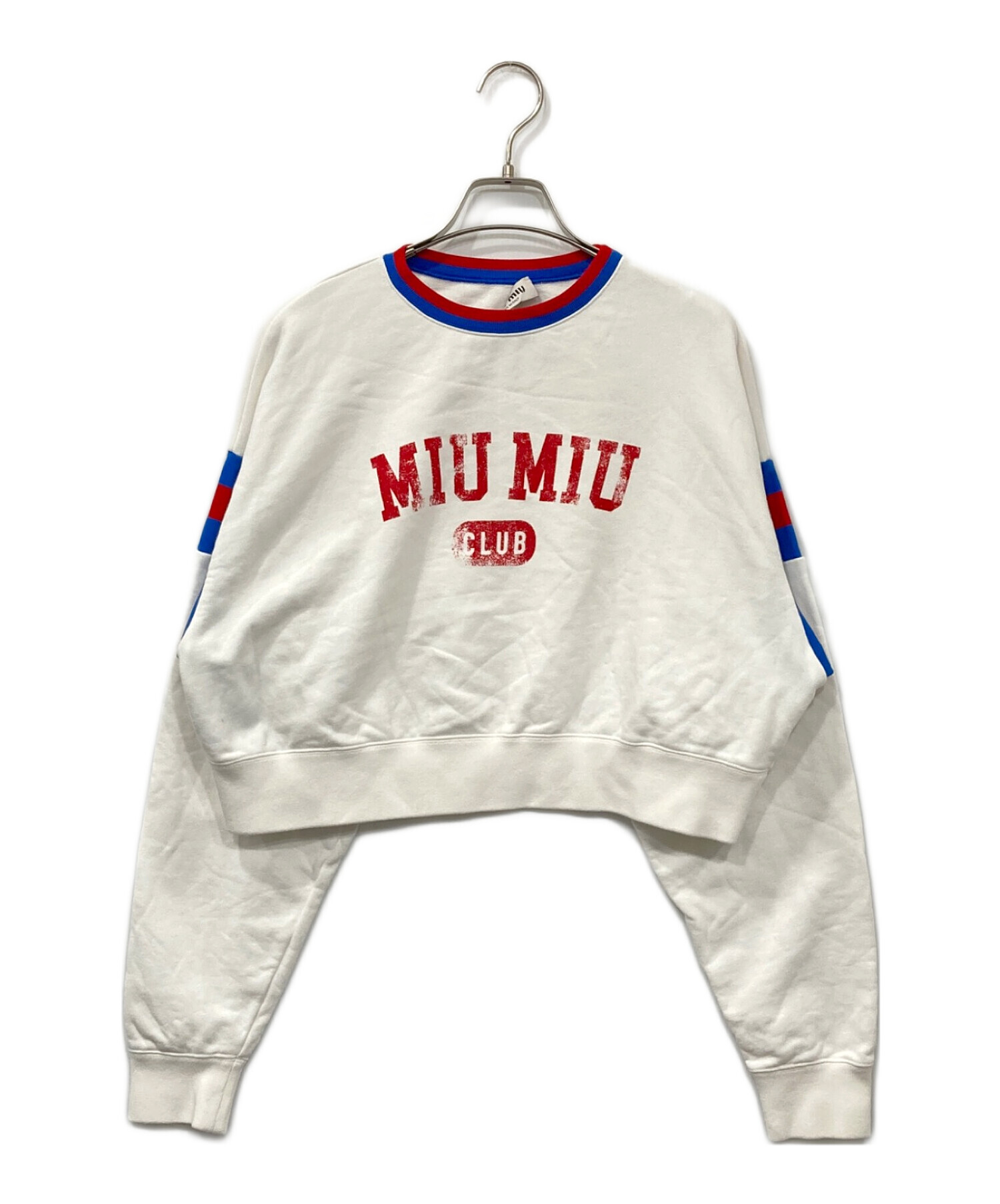 miumiu スウェット　クロップドトレーナー ロゴプリント 中古・古着通販】MIU MIU (ミュウミュウ) Printed Cropped Cotton