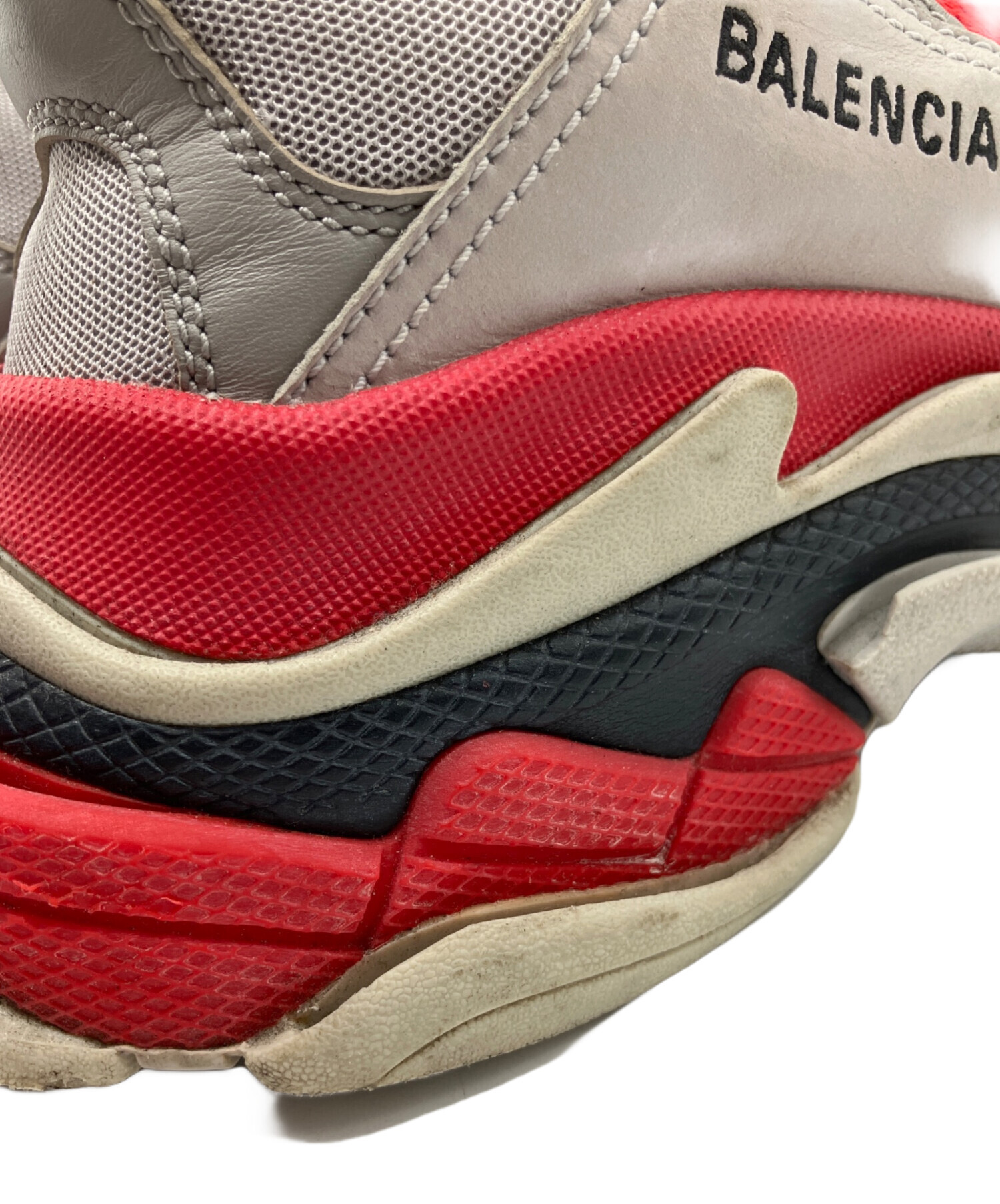 中古・古着通販】BALENCIAGA (バレンシアガ) TRIPLE S グレー×レッド 