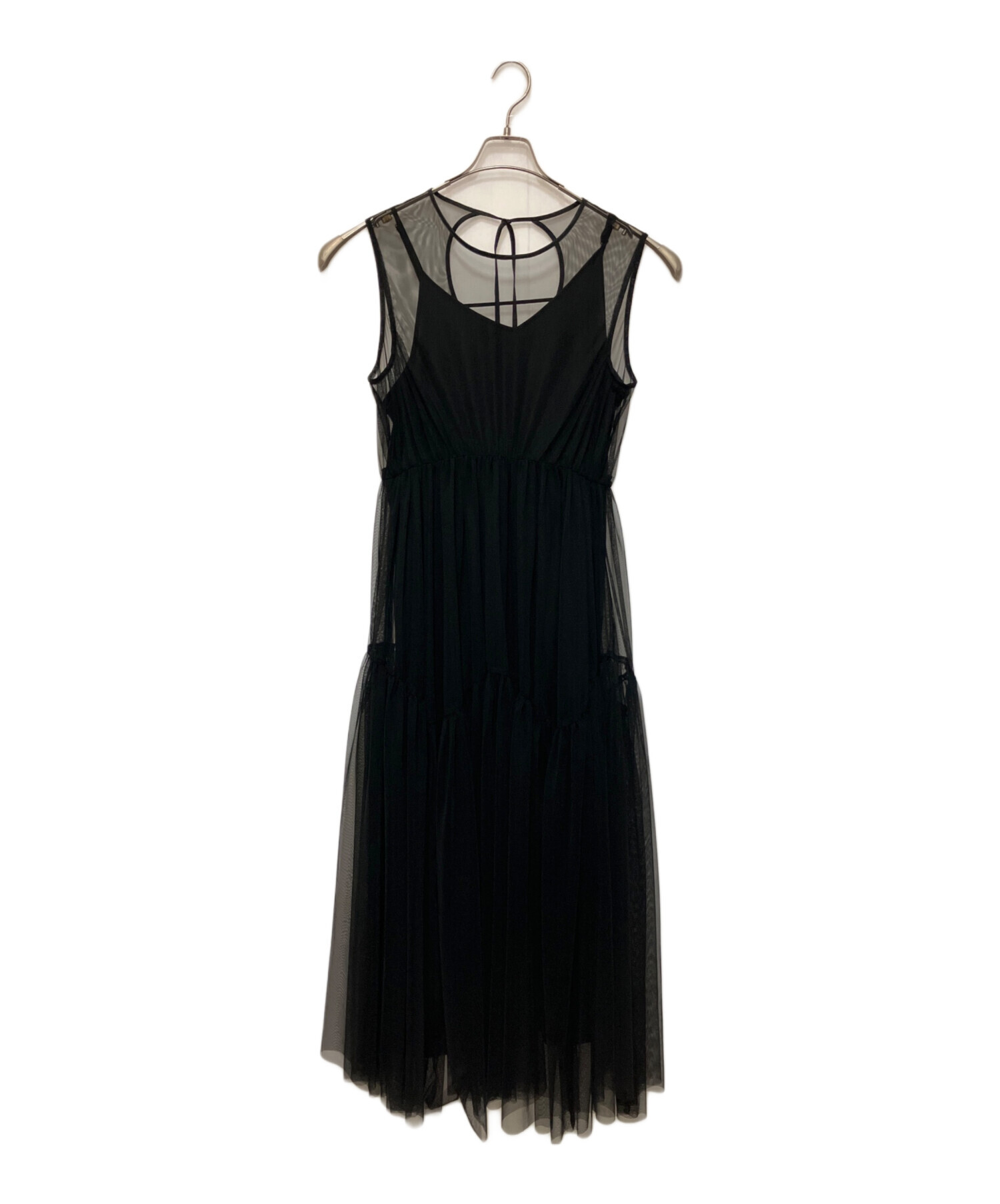 中古・古着通販】Ameri (アメリ) BLACK TULLE WAVE TIERED DRESS