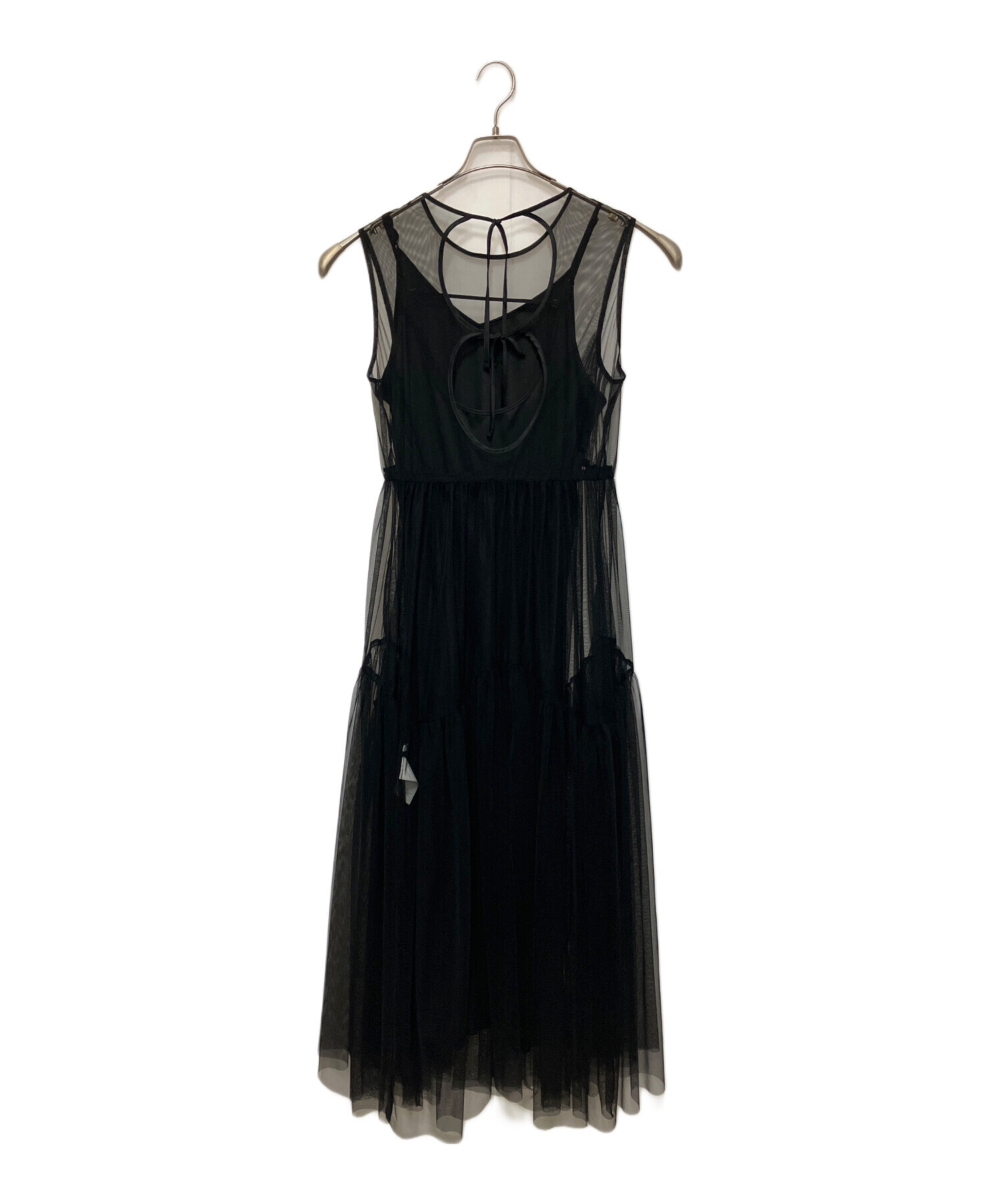 中古・古着通販】Ameri (アメリ) BLACK TULLE WAVE TIERED DRESS