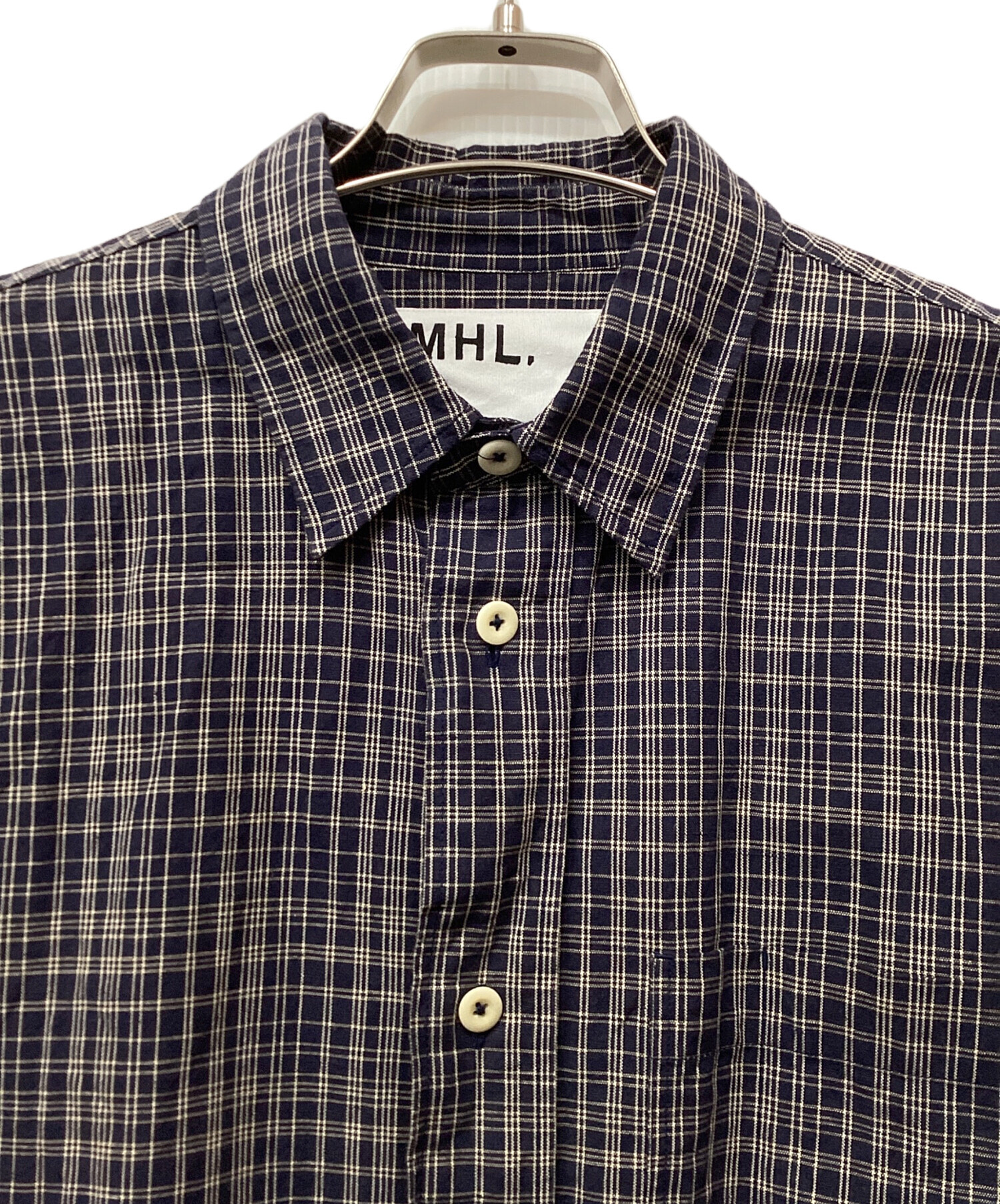 中古・古着通販】MHL (エムエイチエル) チェックシャツ ネイビー 