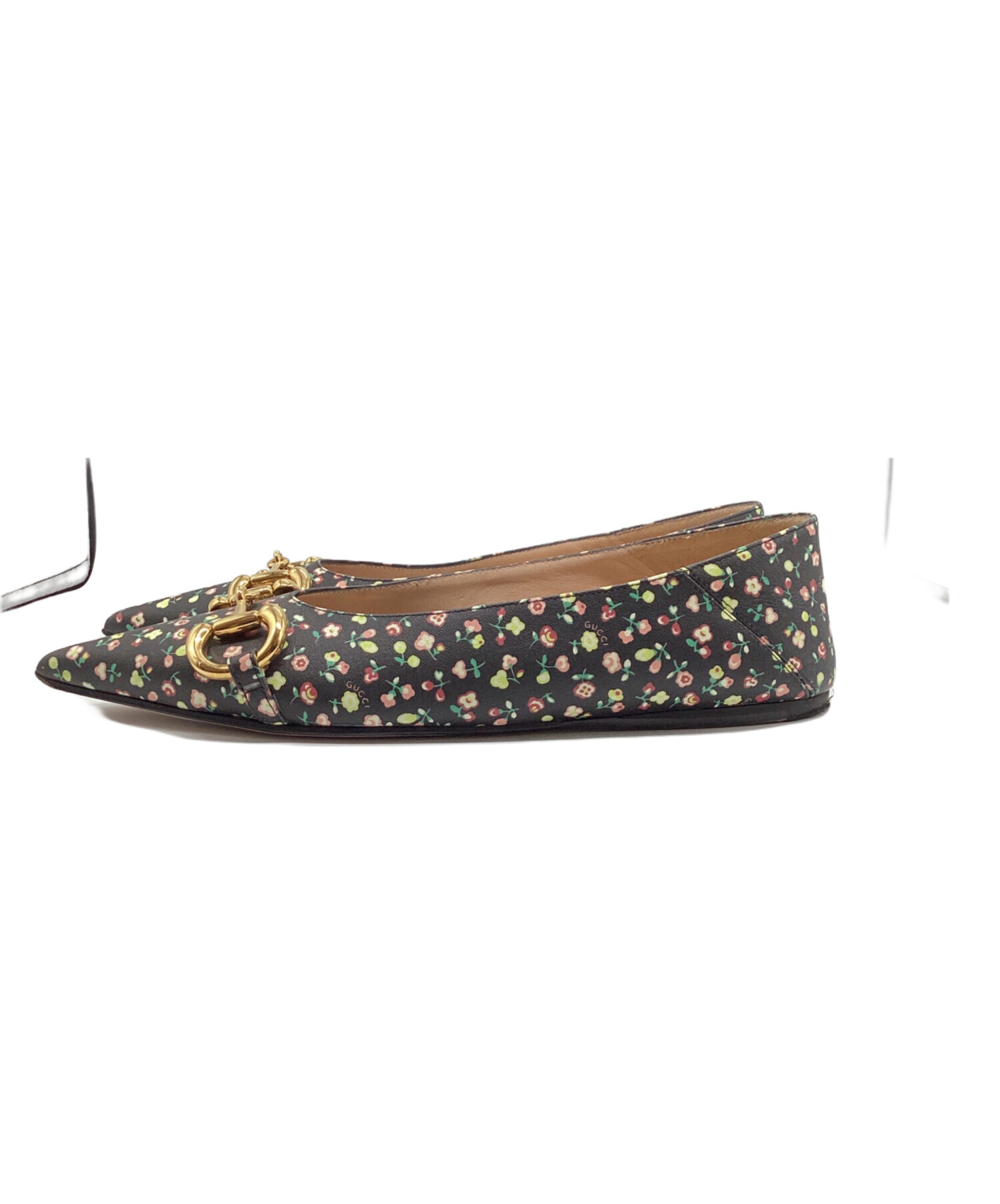 GUCCI × LIBERTYパンプスフラットチェーンポインテッドトゥイタリア製 中古・古着通販】GUCCI (グッチ) Liberty floral ballet flat ブラック