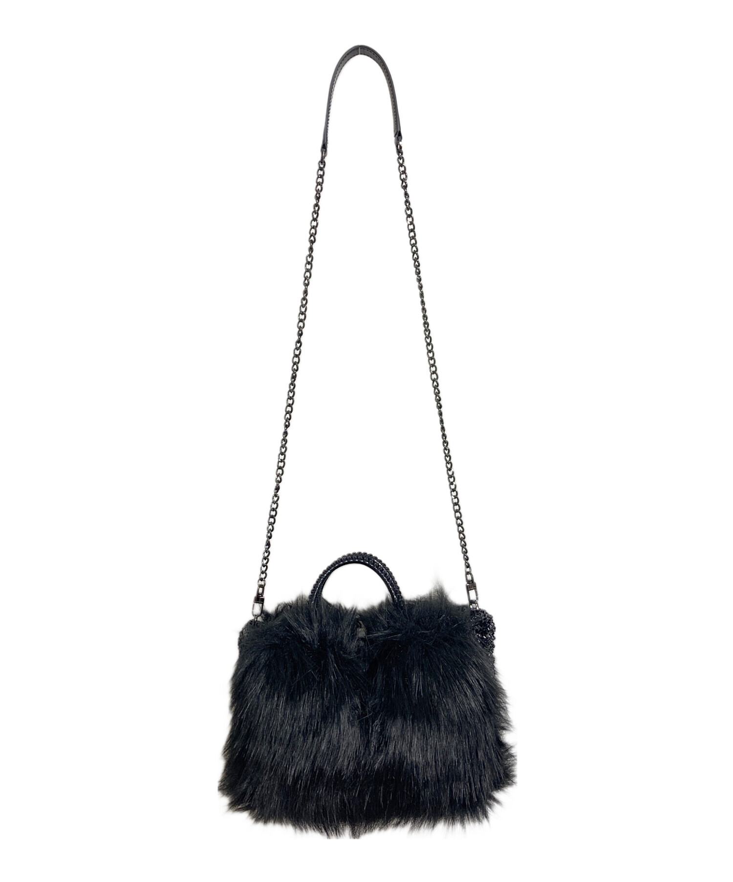 ANTERIMA 限定ファーハンドバッグ ブラック新品¥55000