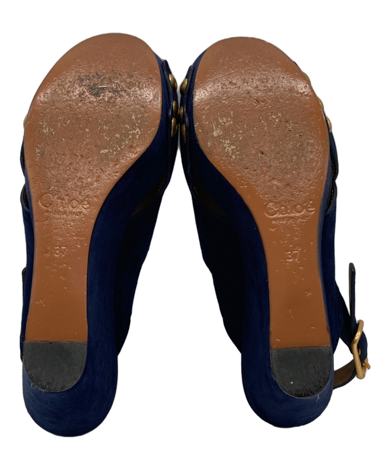 Chloe ファーサンダル　37 中古・古着通販】Chloe (クロエ) サンダル ネイビー サイズ:37