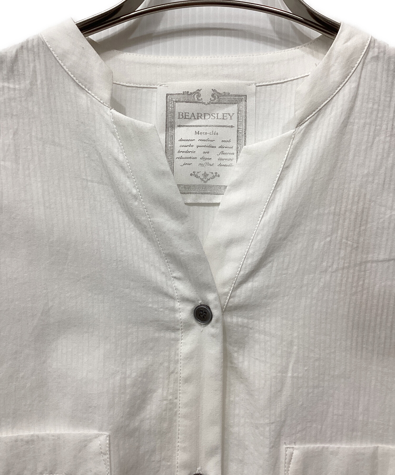良好 BEARDSLEY ビアズリー シアーストライプ 2WAY シャツ サイズ:F  ブルー 綿 レディース 　240001150843 BEARDSLEY - 良好 BEARDSLEY ビアズリー シアーストライプ 2WAY シャツ