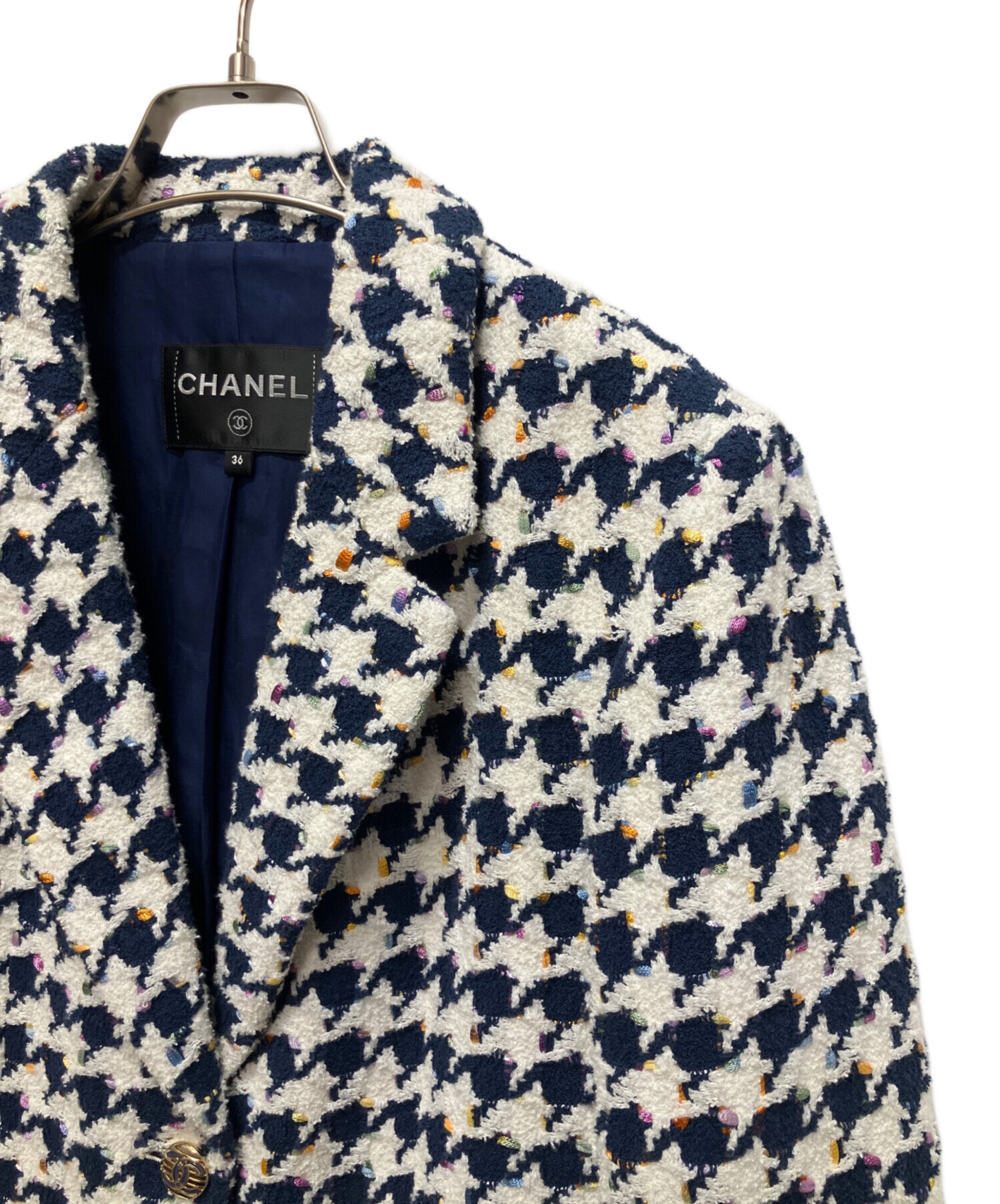 シャネルココボタンブラウン 茶ヴィンテージツイードジャケットコートサイズ36 中古・古着通販】CHANEL (シャネル) ココボタンツイードジャケット