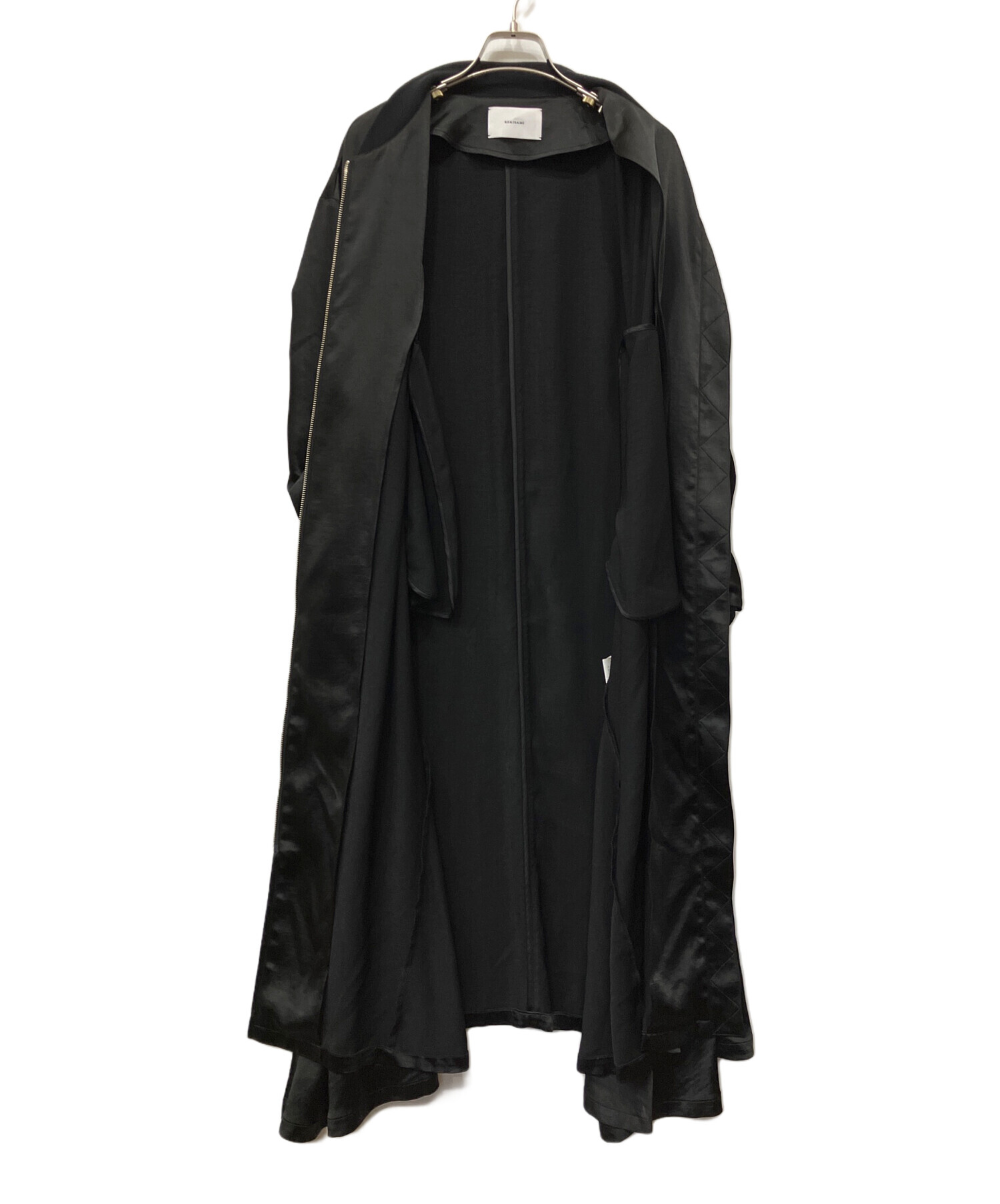 中古・古着通販】REKISAMI (レキサミ) サテンロングコート ブラック 