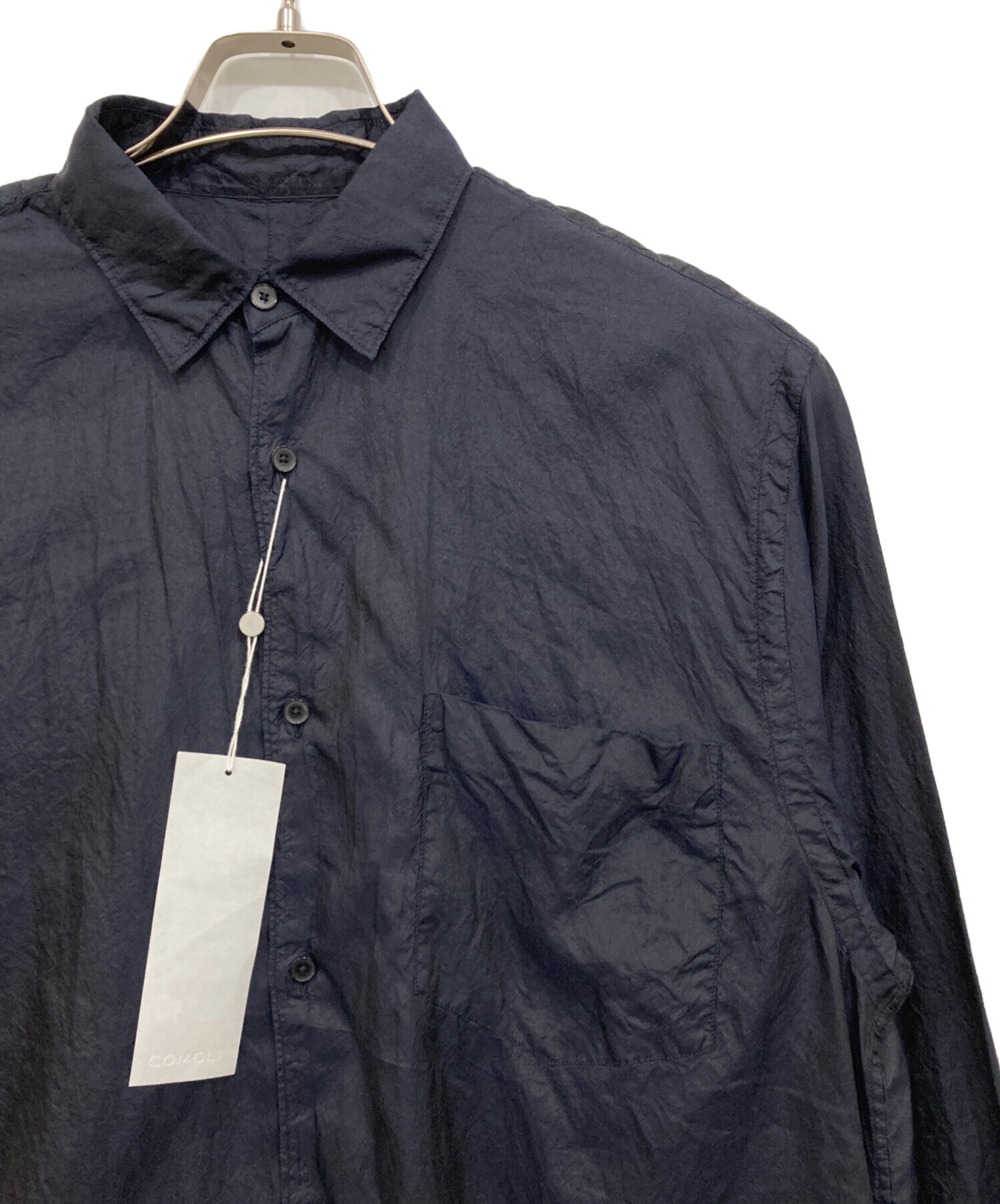 中古・古着通販】COMOLI (コモリ) 杢シルク シャツ ネイビー サイズ:1