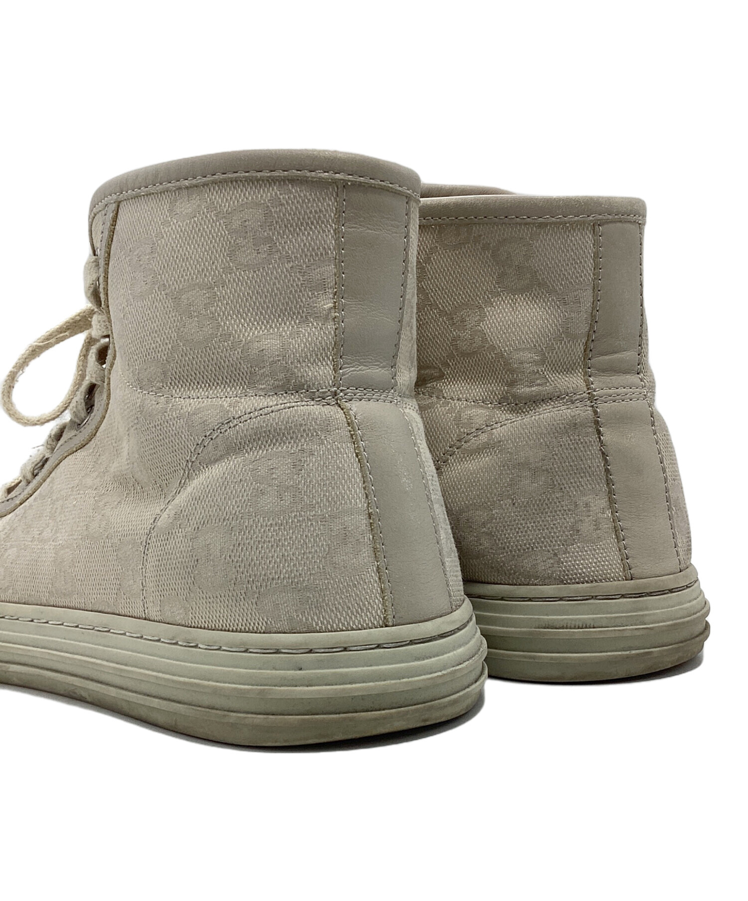 GUCCI ハイカットスニーカー グレー/ブルー 中古・古着通販】GUCCI (グッチ) GGキャンバス ハイカットスニーカー