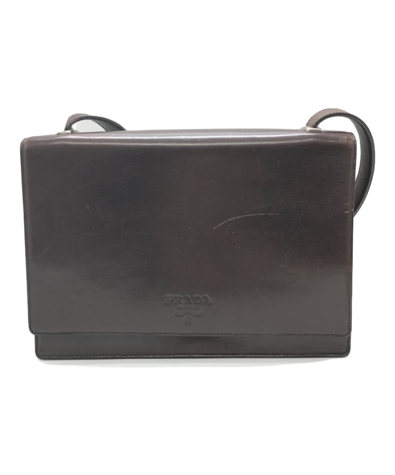 中古・古着通販】PRADA (プラダ) スクエアフラップショルダーバッグ 