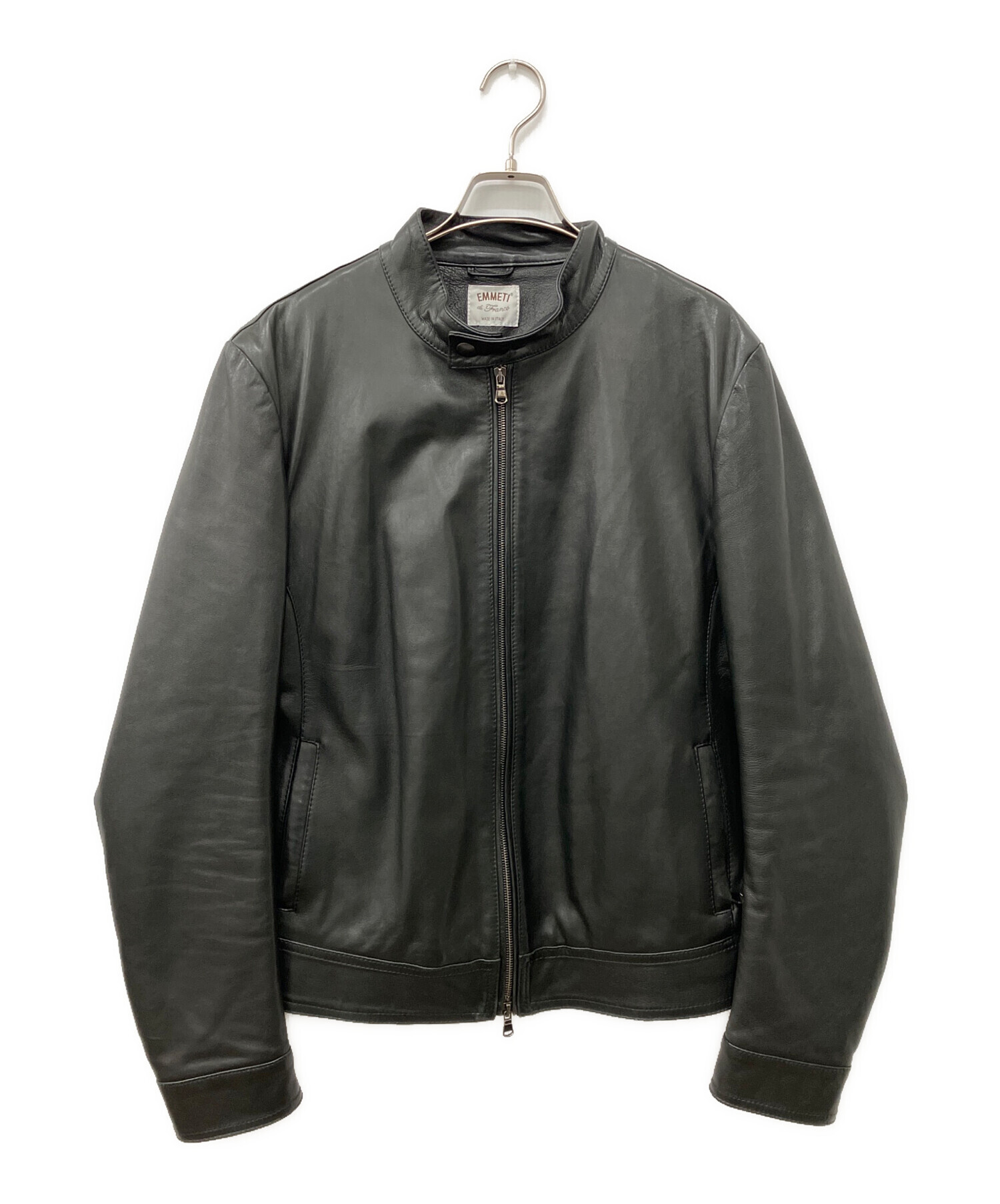 未使用エンメティ　シングルライダースレザージャケット 中古・古着通販】EMMETI (エンメティ) シングルライダースジャケット
