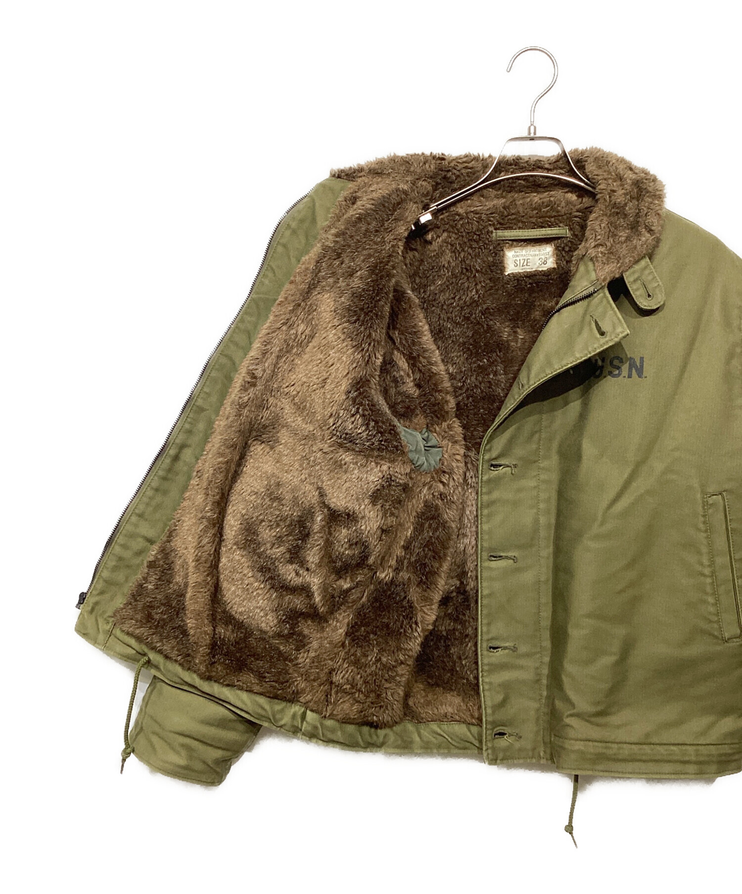 HOUSTON ヒューストン N-1 デッキジャケット 美品 カーキ 38 中古・古着通販】HOUSTON (ヒューストン) N-1デッキジャケット カーキ