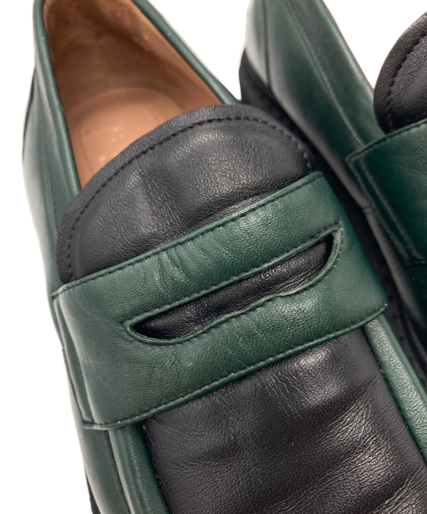 MARNI メンズシューズ　レザーシューズ　黒　緑　43 中古・古着通販】MARNI (マルニ) thick sole loafers グリーン サイズ