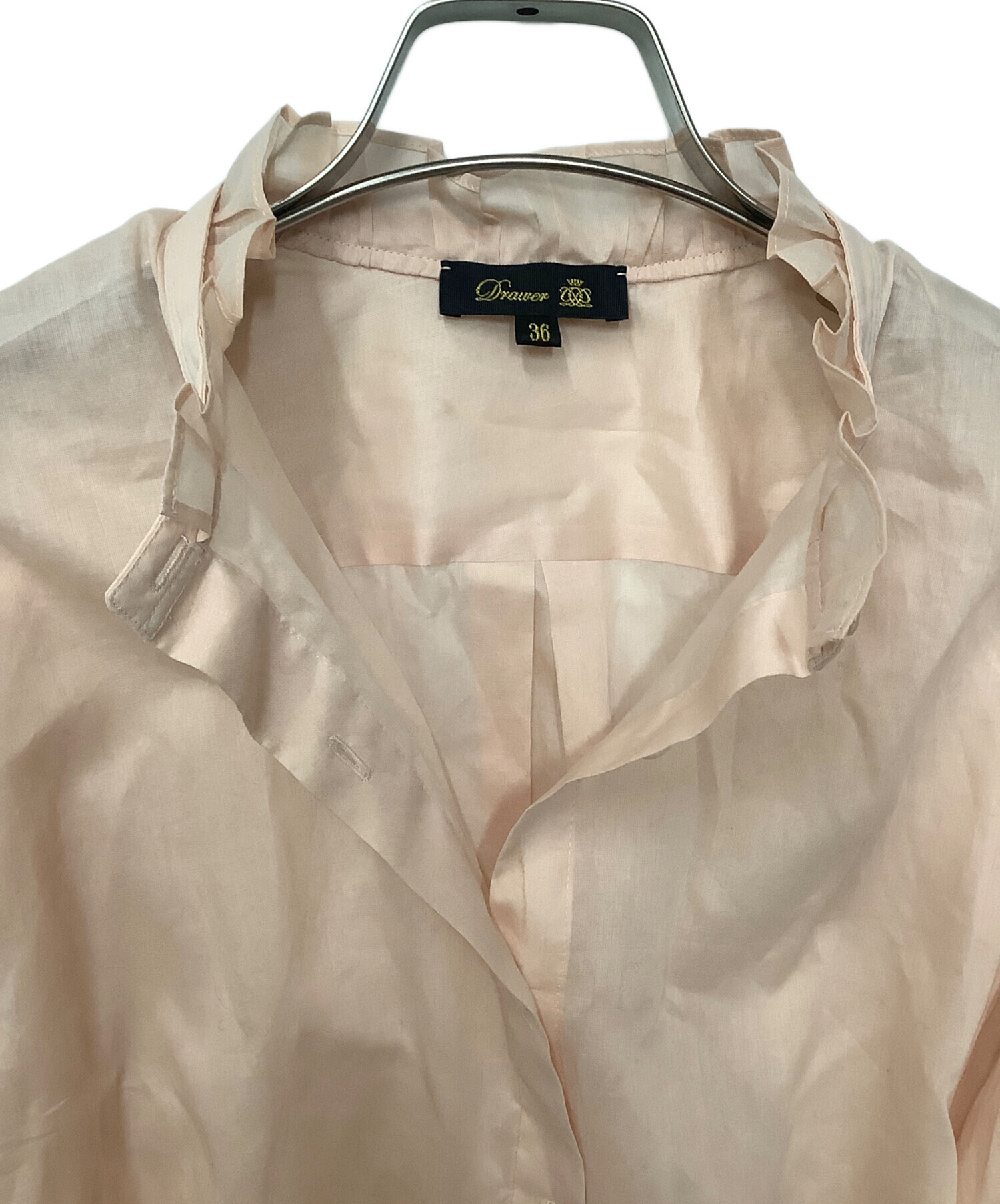 中古・古着通販】Drawer (ドゥロワー) フリルスタンドブラウス ピンク 
