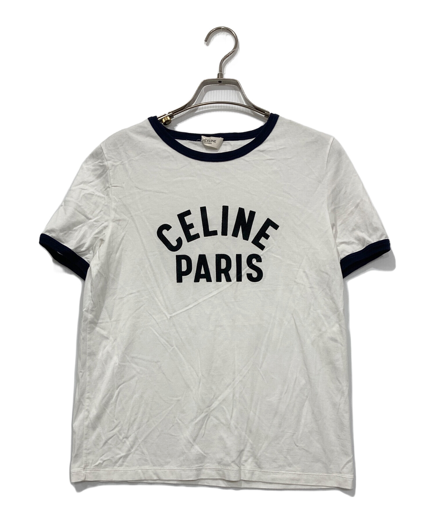 【Lサイズ】CELINE セリーヌ　トリオンフ　ロゴプリント　リンガーTシャツ 中古・古着通販】CELINE (セリーヌ) ロゴプリントリンガーTシャツ