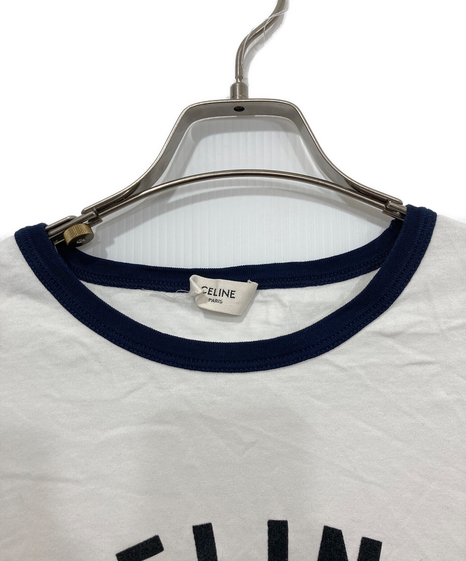 【Lサイズ】CELINE セリーヌ　トリオンフ　ロゴプリント　リンガーTシャツ 中古・古着通販】CELINE (セリーヌ) ロゴプリントリンガーTシャツ