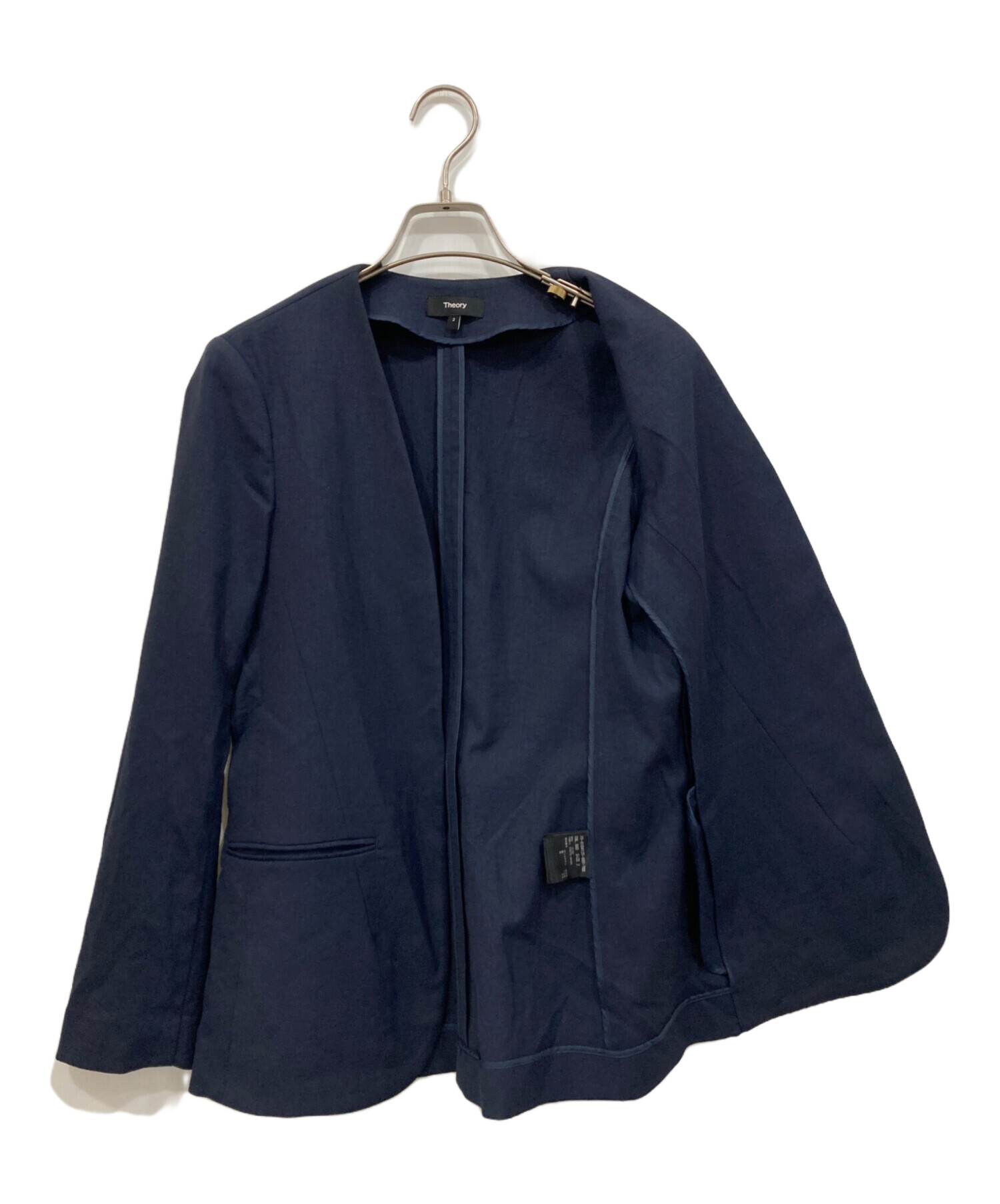 るる　theory luxe セオリーノーカラージャケット ネイビー theory luxe 23SS LIVE2 ノーカラージャケット Gill黒 - メルカリ