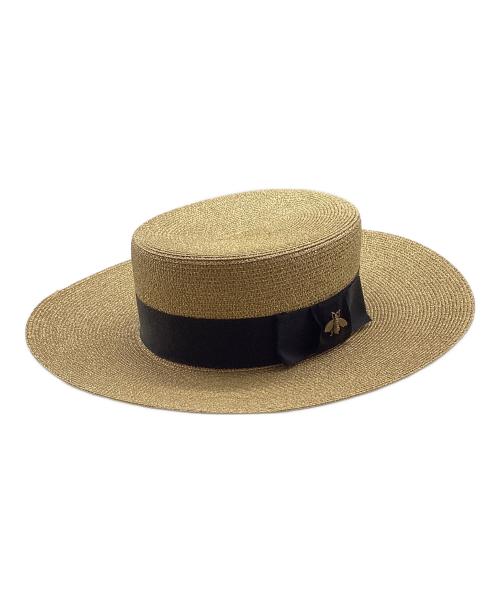 GUCCI グッチ 新品未使用 クリスタルビジューストローハット 中古・古着通販】GUCCI (グッチ) ストローハット ゴールド