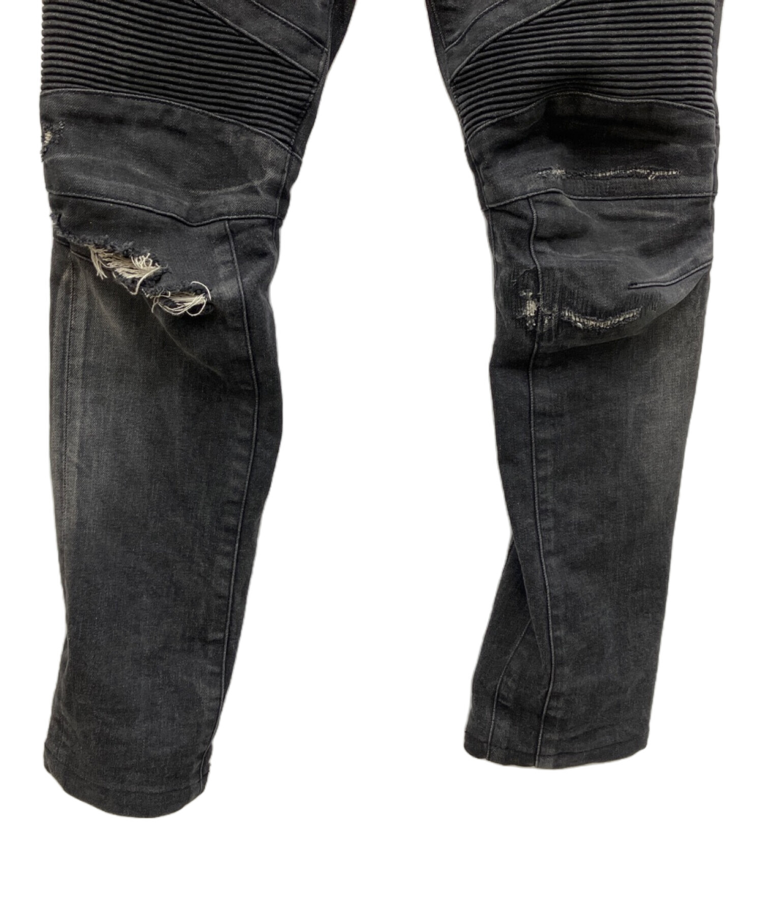 中古・古着通販】BALMAIN (バルマン) バイカーデニムパンツ ブラック