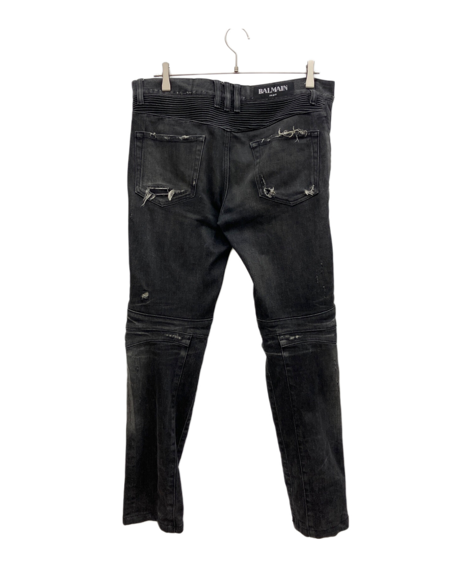 中古・古着通販】BALMAIN (バルマン) バイカーデニムパンツ ブラック