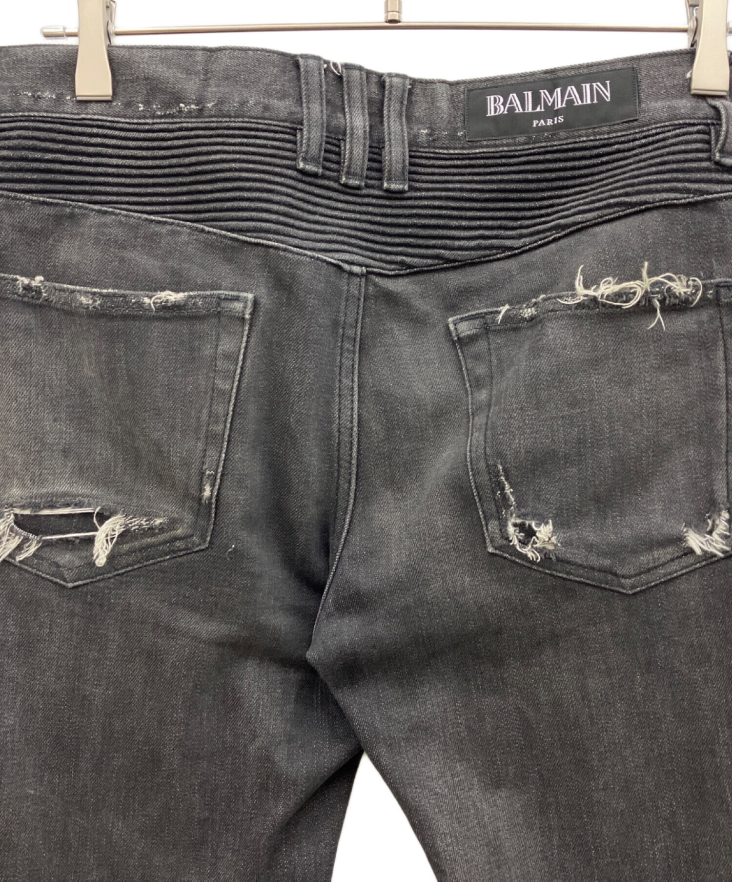 中古・古着通販】BALMAIN (バルマン) バイカーデニムパンツ ブラック