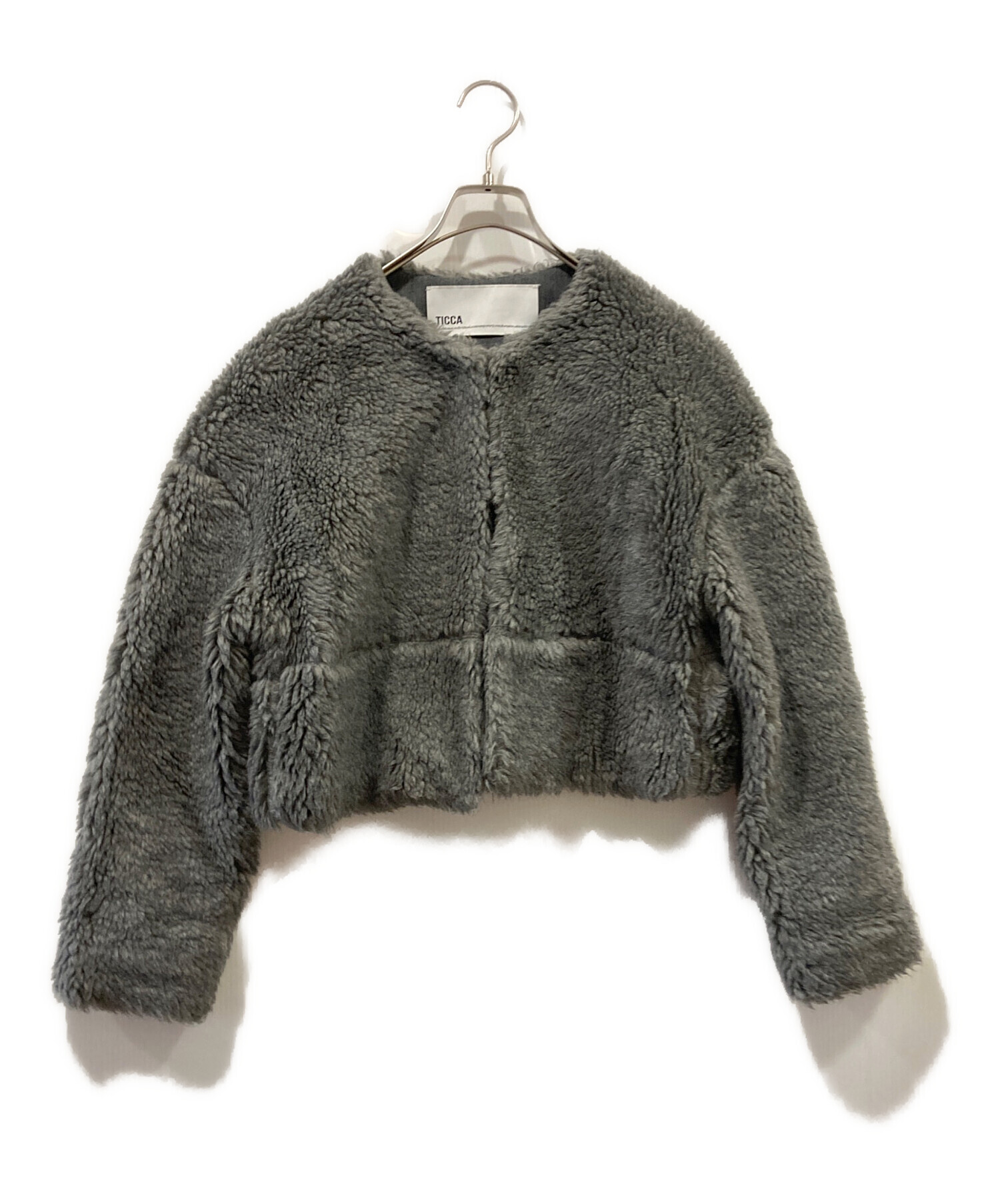中古・古着通販】ticca (ティッカ) ウールファーショートコート グレー