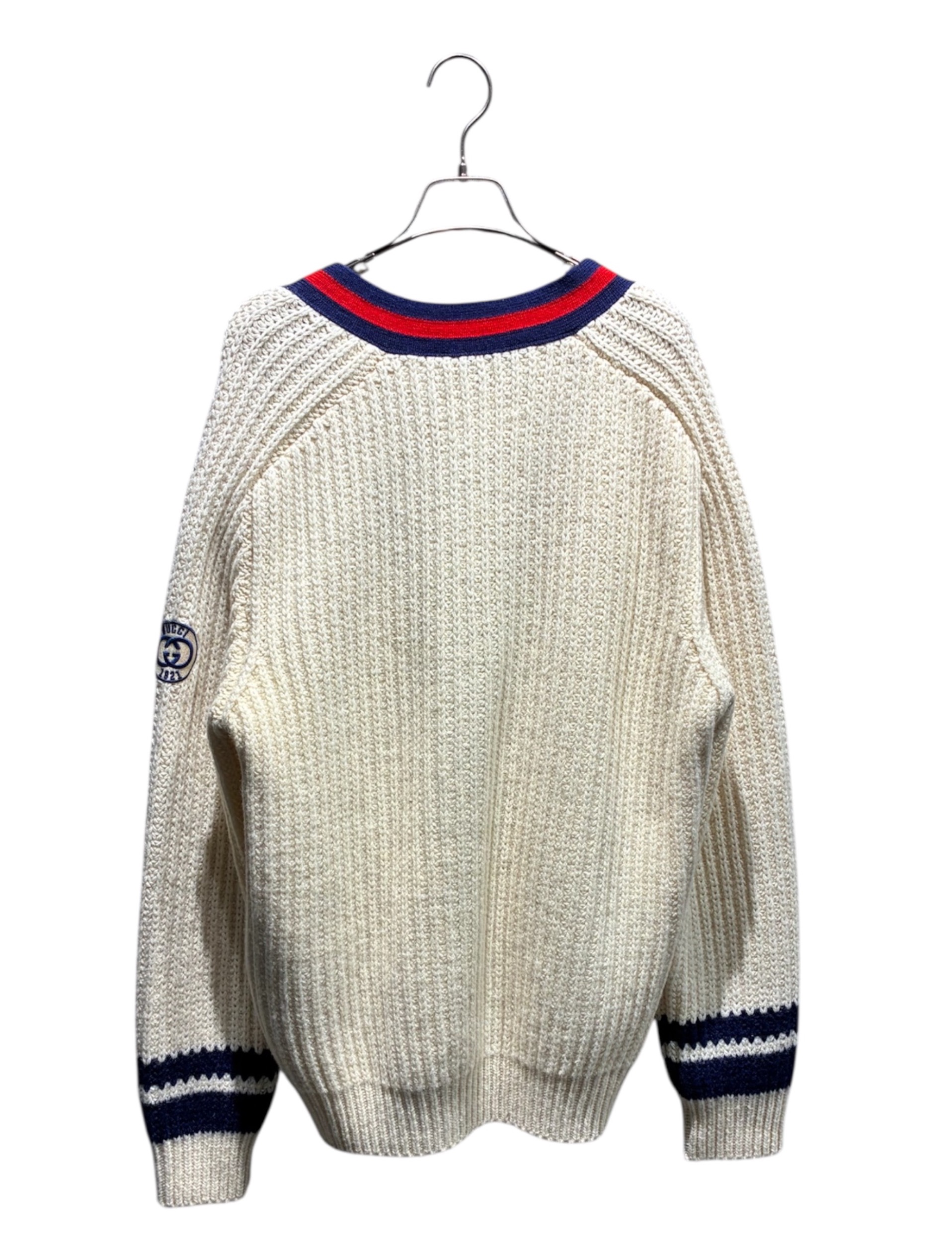 GUCCI ホワイト ケーブル編み カーディガン 中古・古着通販】GUCCI (グッチ) ウェブストライプケーブル