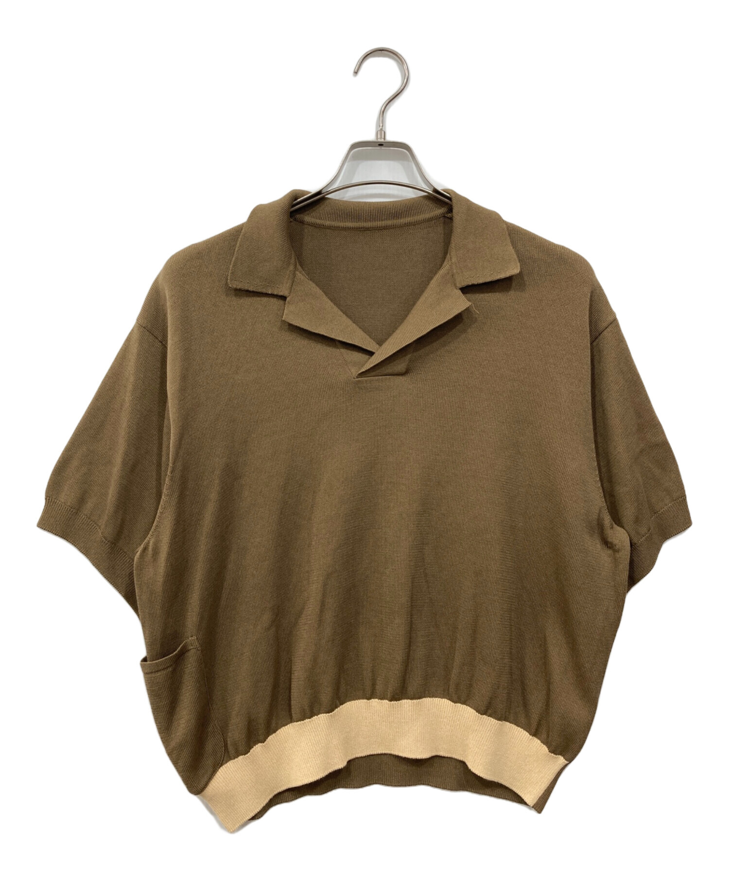 中古・古着通販】SUNSEA (サンシー) SWITCHING KNIT POLO ブラウン 