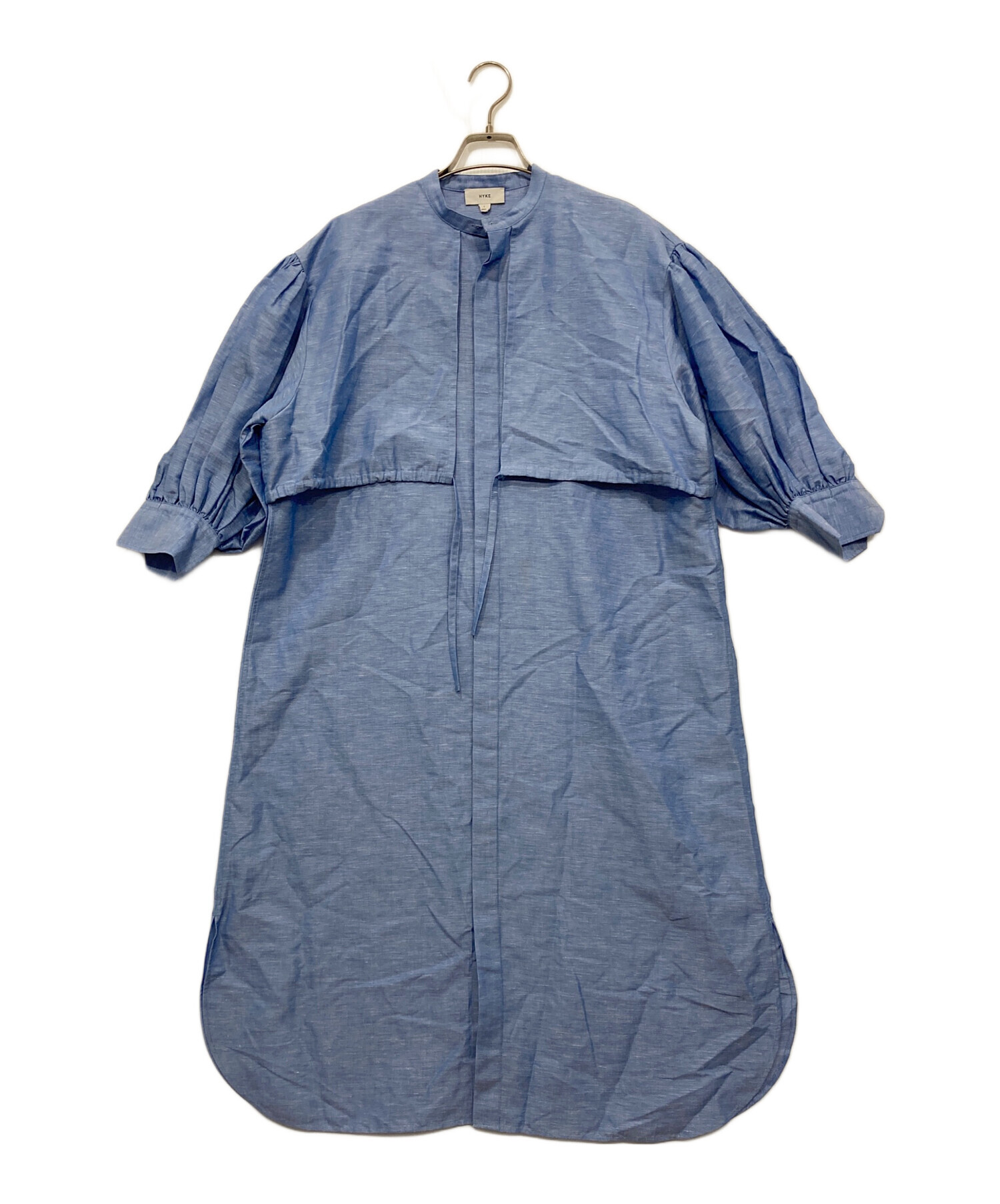 中古・古着通販】HYKE (ハイク) C/L BALLOON SLEEVE DRESS ブルー