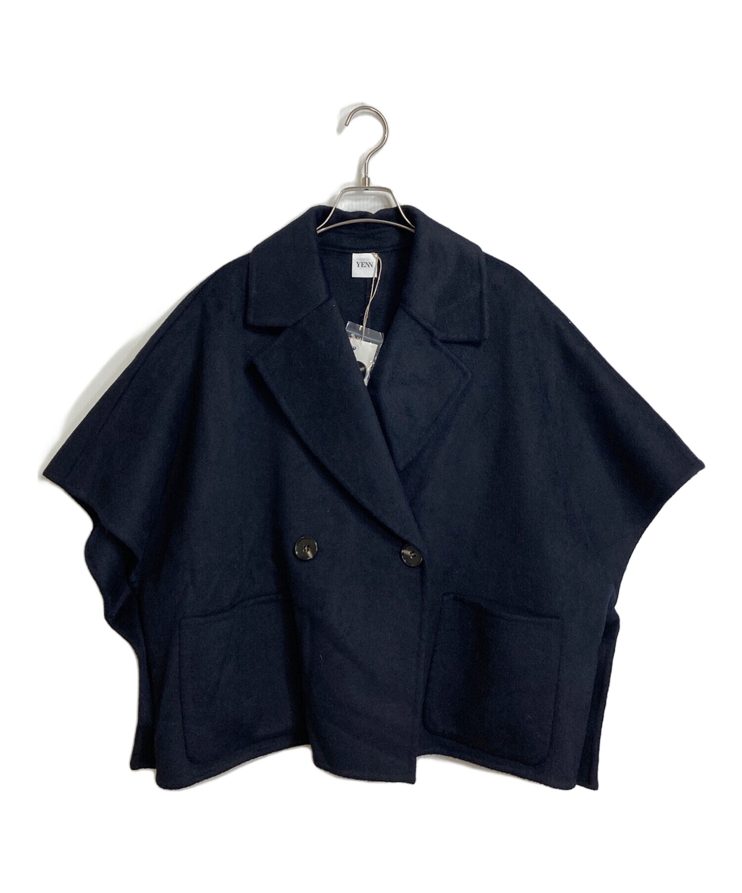 YENN DOUBLE FACE CAPE JACKET ダークネイビー