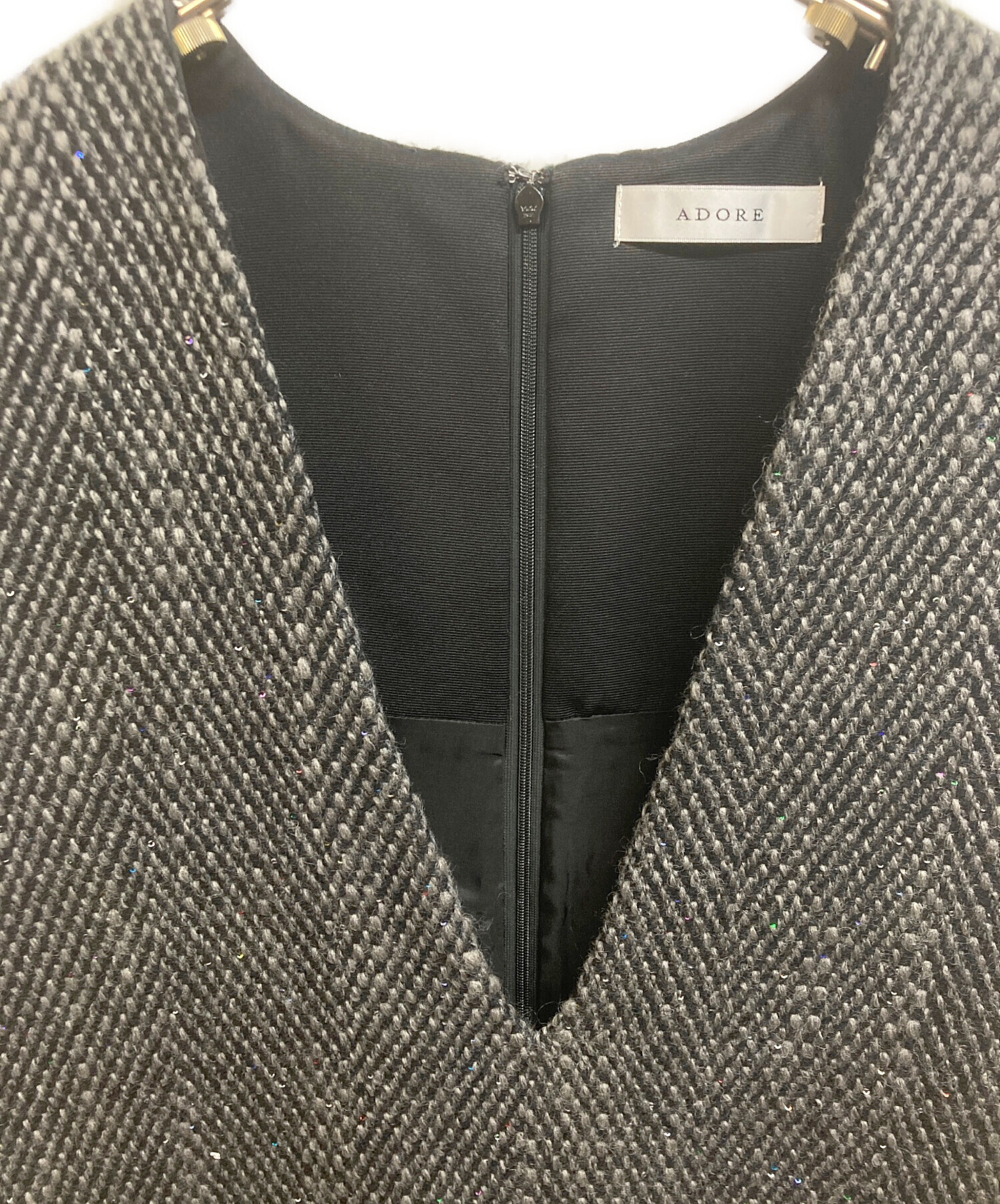 中古・古着通販】ADORE (アドーア) スパングルツイードワンピース 