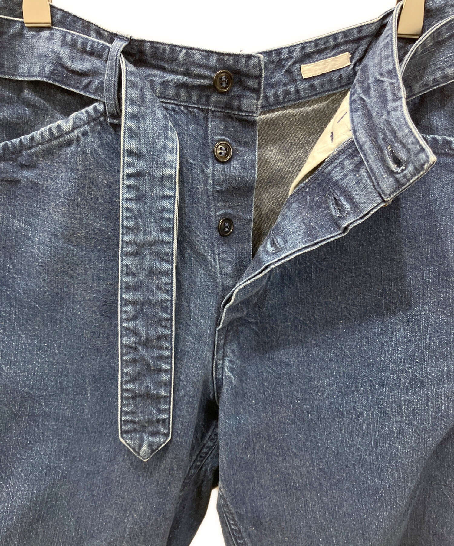 中古・古着通販】COMOLI (コモリ) ベルテッド デニムパンツ インディゴ